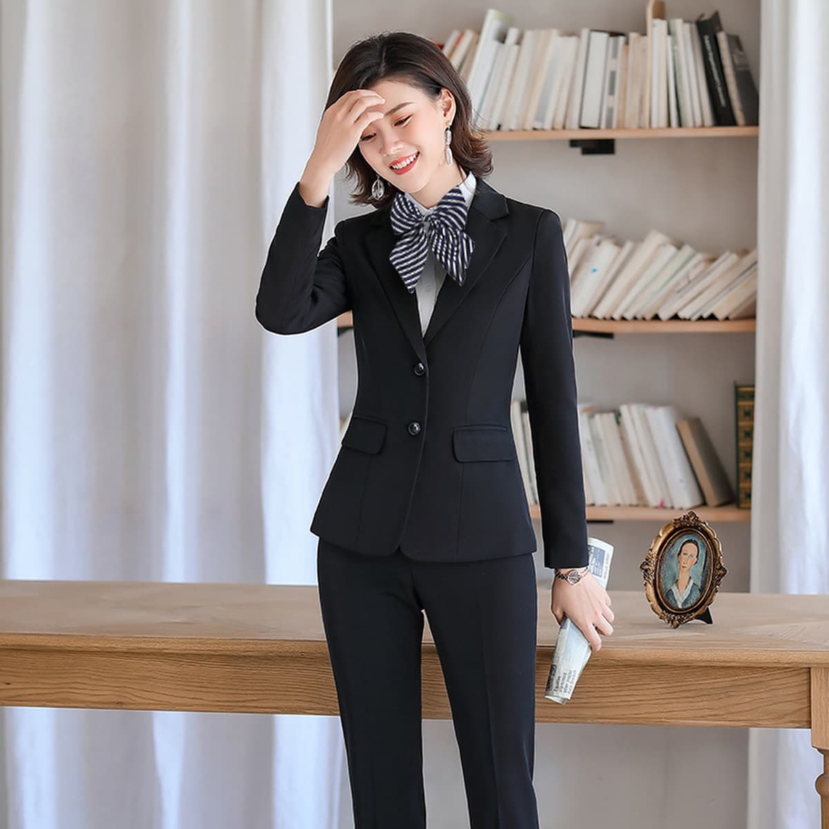 Профессиональный костюм женский отель стойка регистрации менеджер рабочая одежда осень и зима темперамент платье...