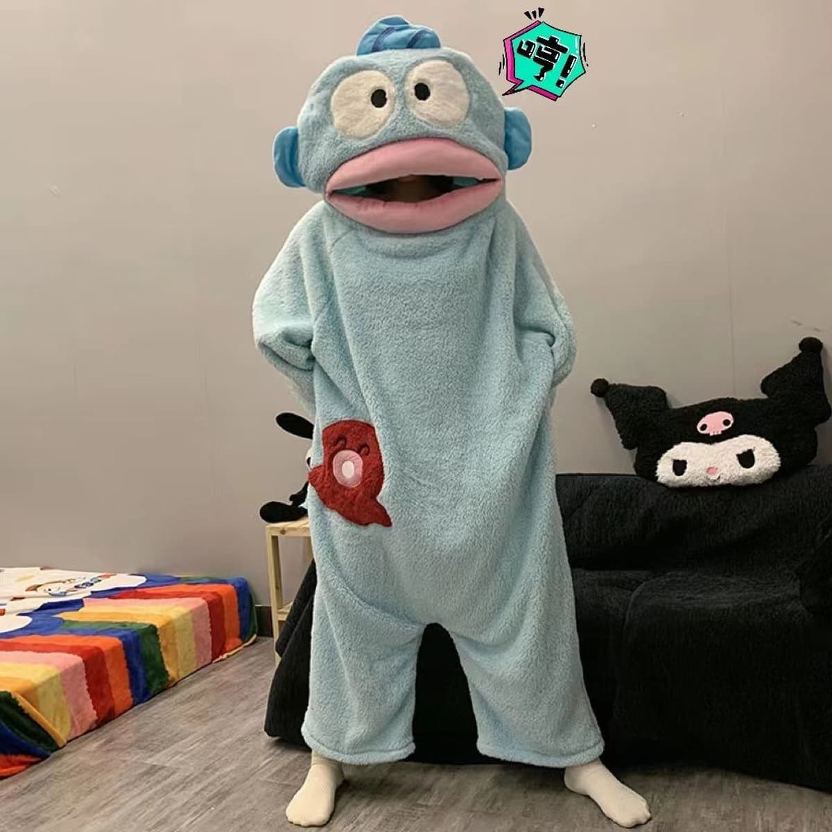 Hanton Ukly Fish Celyard Pyham Женский коралловый бархат утолщает теплая рыбка рот пижама зимой мультфильм смешная пара...