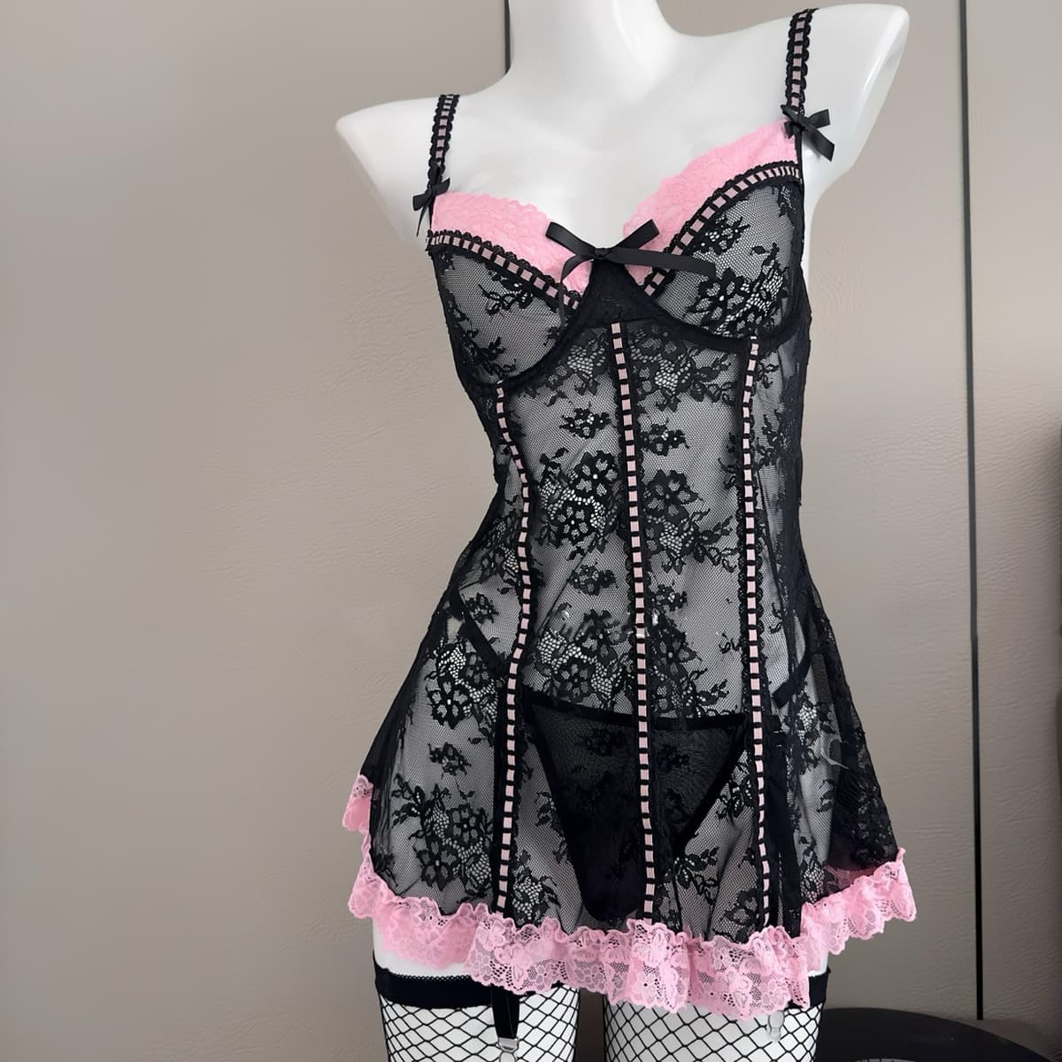 Rose Cloud Sexy Pure Desire Кружевная ночная рубашка с пуш-ап на косточках Женская ночная рубашка с прозрачными бретелями...