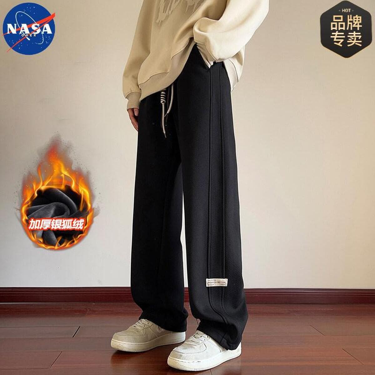 NASA фирменные брюки мужские 2024 новые осенние и зимние теплые прямые повседневные свободные вертикальные брюки большого...