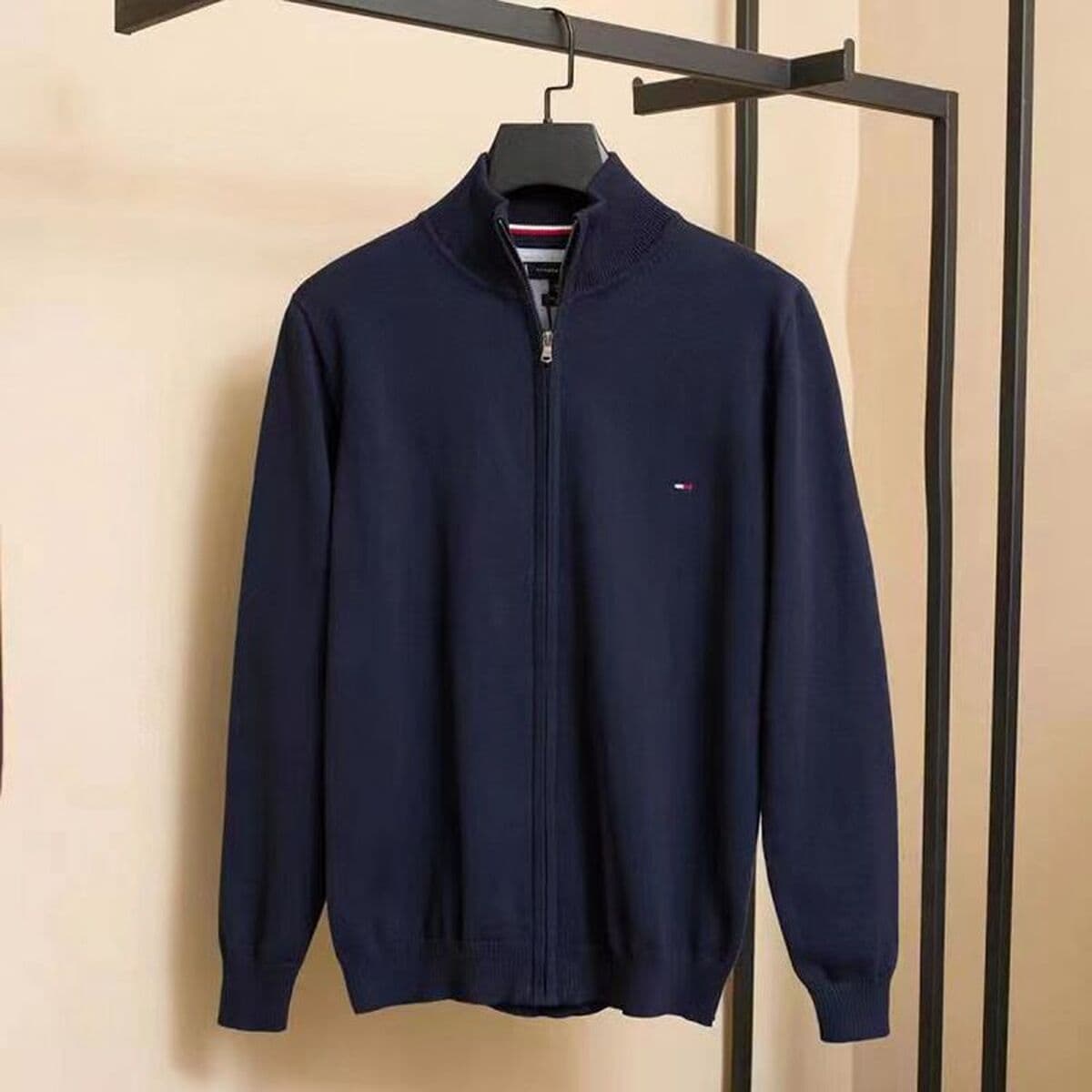 В наличии Внешняя торговля 23 Осень и зима Tommy Мужской кардиган Водолазка с вышивкой на молнии Свитер Пальто 1
