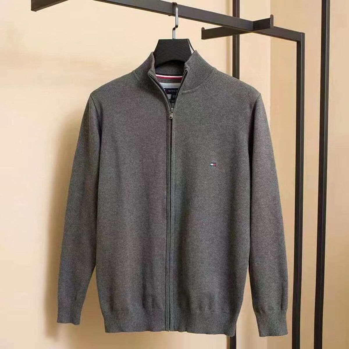 В наличии Внешняя торговля 23 Осень и зима Tommy Мужской кардиган Водолазка с вышивкой на молнии Свитер Пальто 1