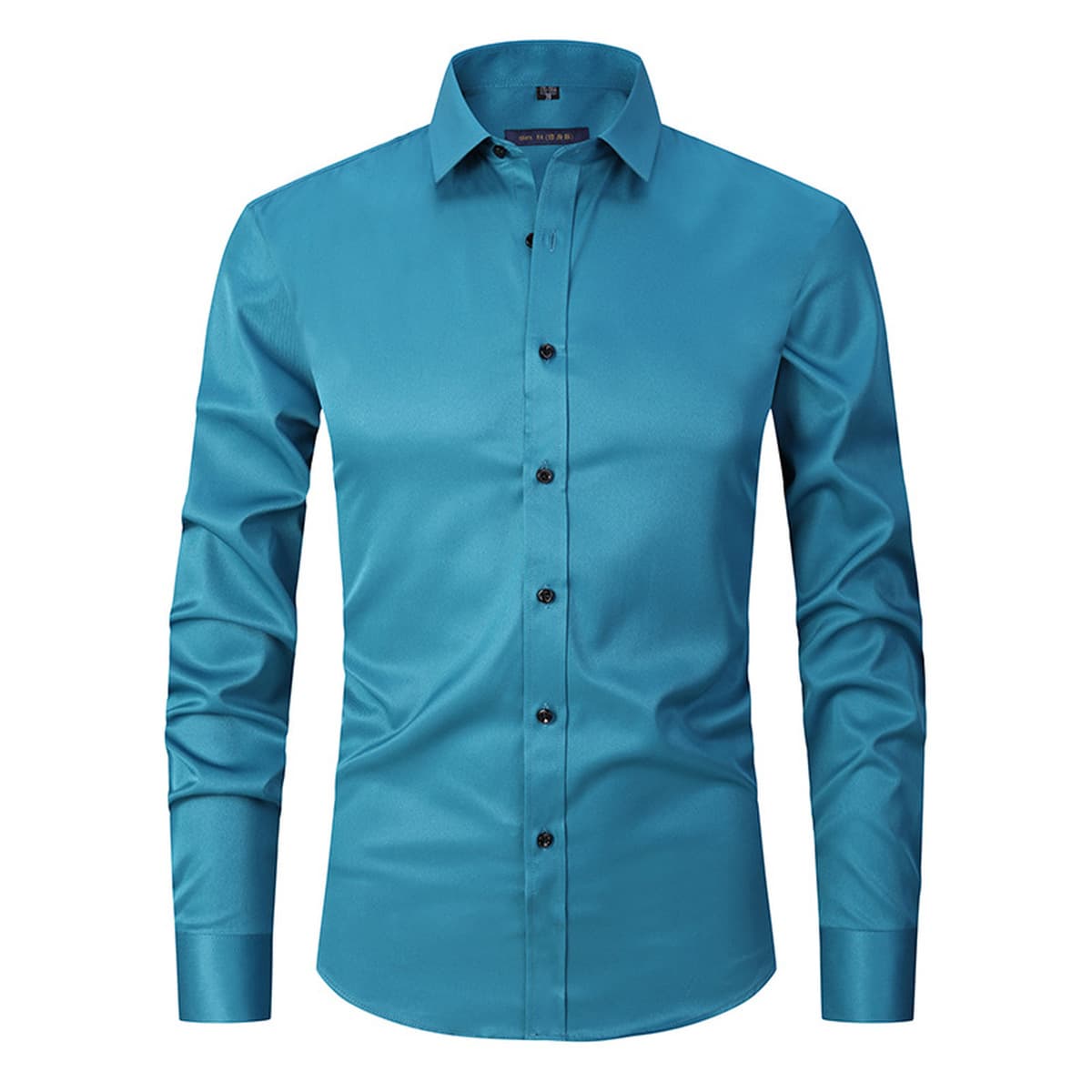 Однотонная эластичная мужская рубашка с длинным рукавом больших размеров Amazon, модная мужская рубашка, приталенная верхняя...