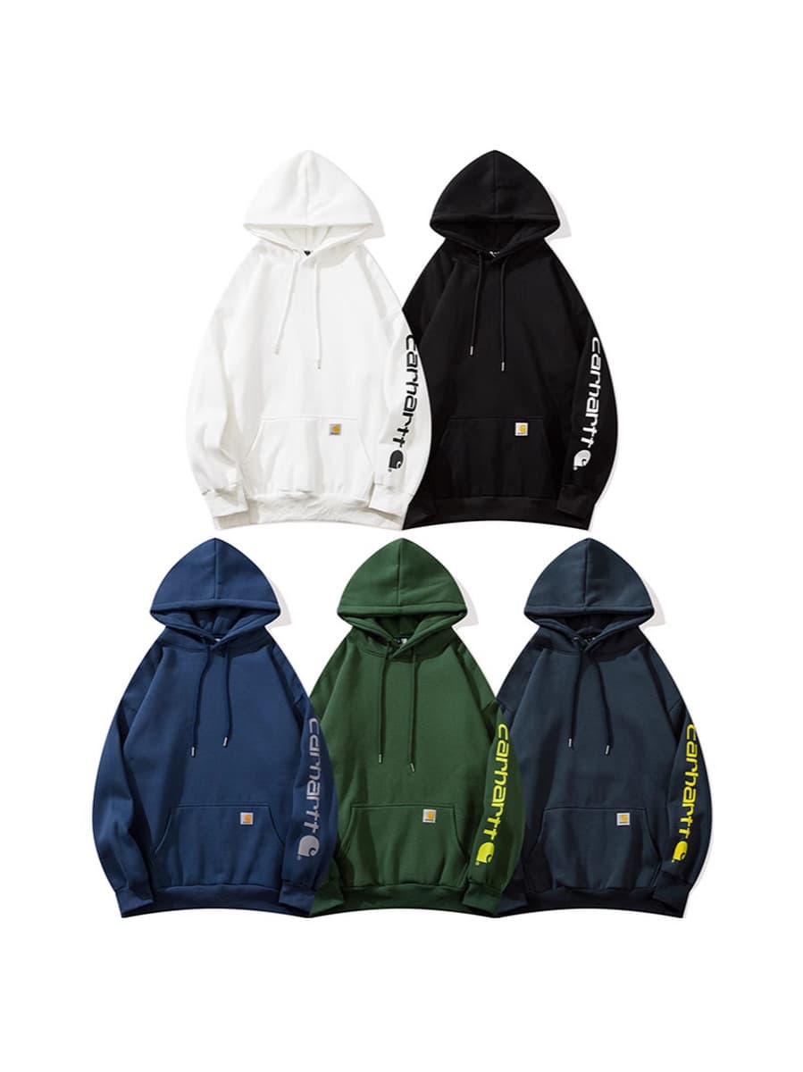 Carhartt пара толстовка с капюшоном с вышивкой и принтом плюс плюшевый тяжелый пуловер с круглым вырезом весенне-осенняя...