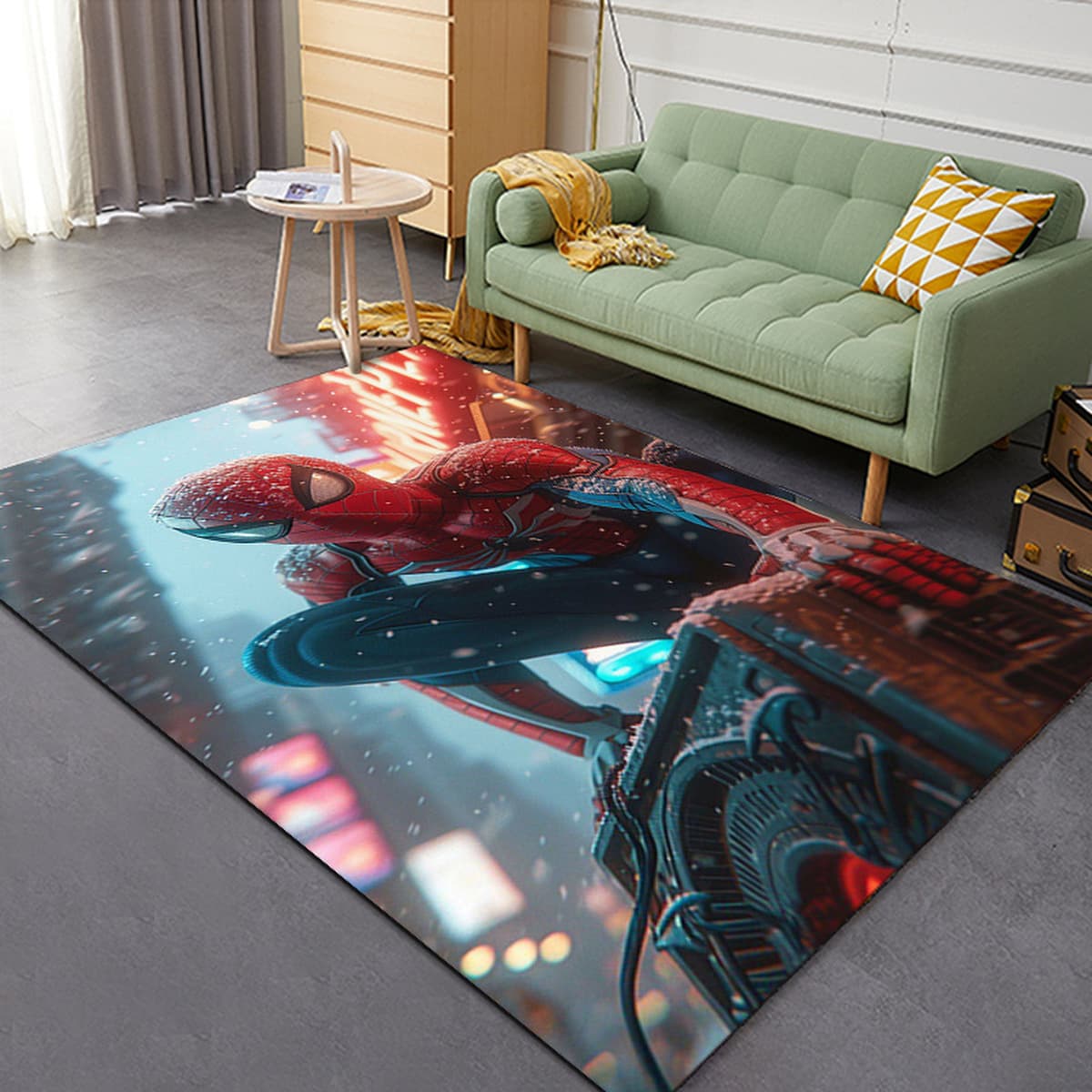Ковер Amazon Temu Marvel Spider-Man для гостиной, устойчивый к пятнам, большой коврик для пола, ковер для комнаты e-sport,...