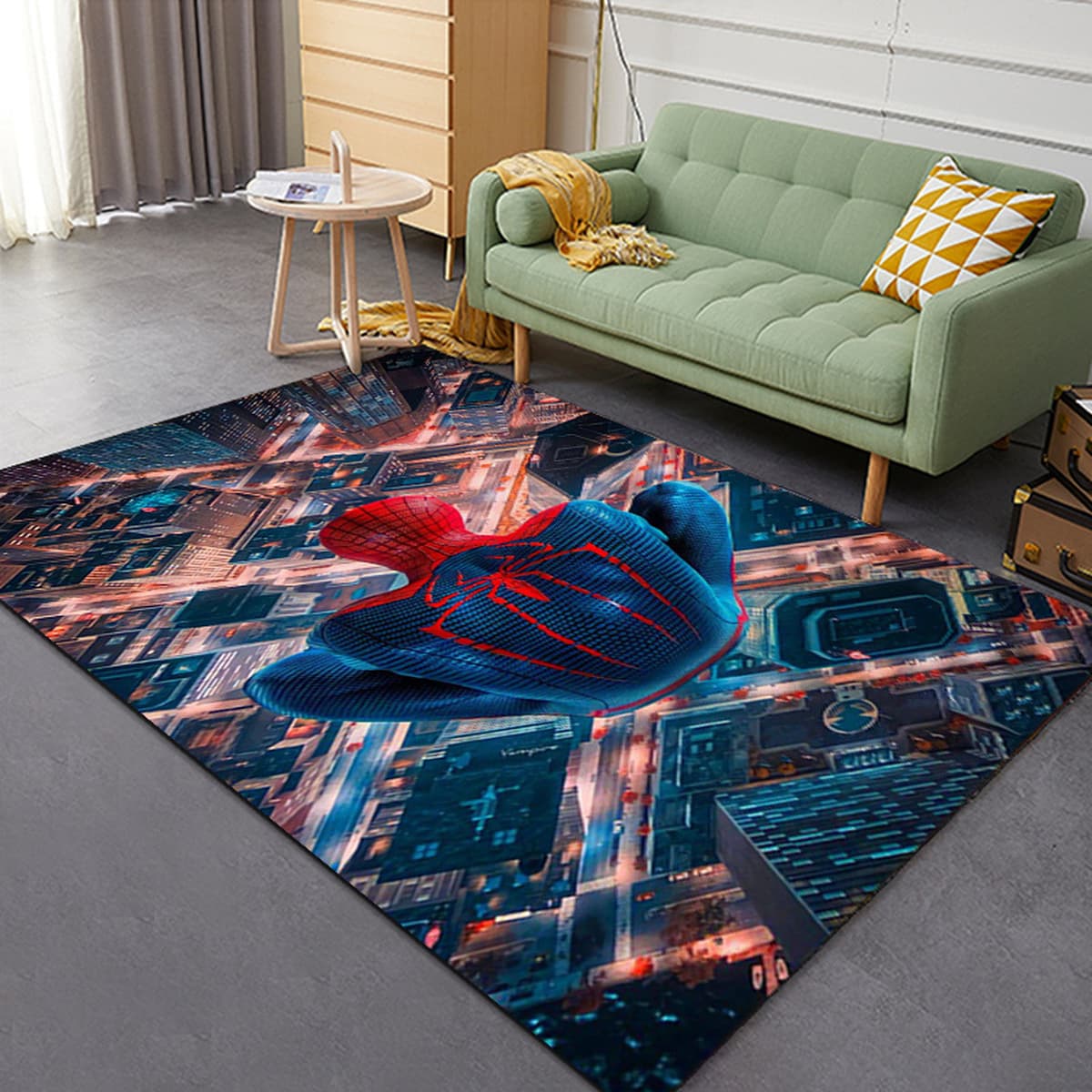 Ковер Amazon Temu Marvel Spider-Man для гостиной, устойчивый к пятнам, большой коврик для пола, ковер для комнаты e-sport,...