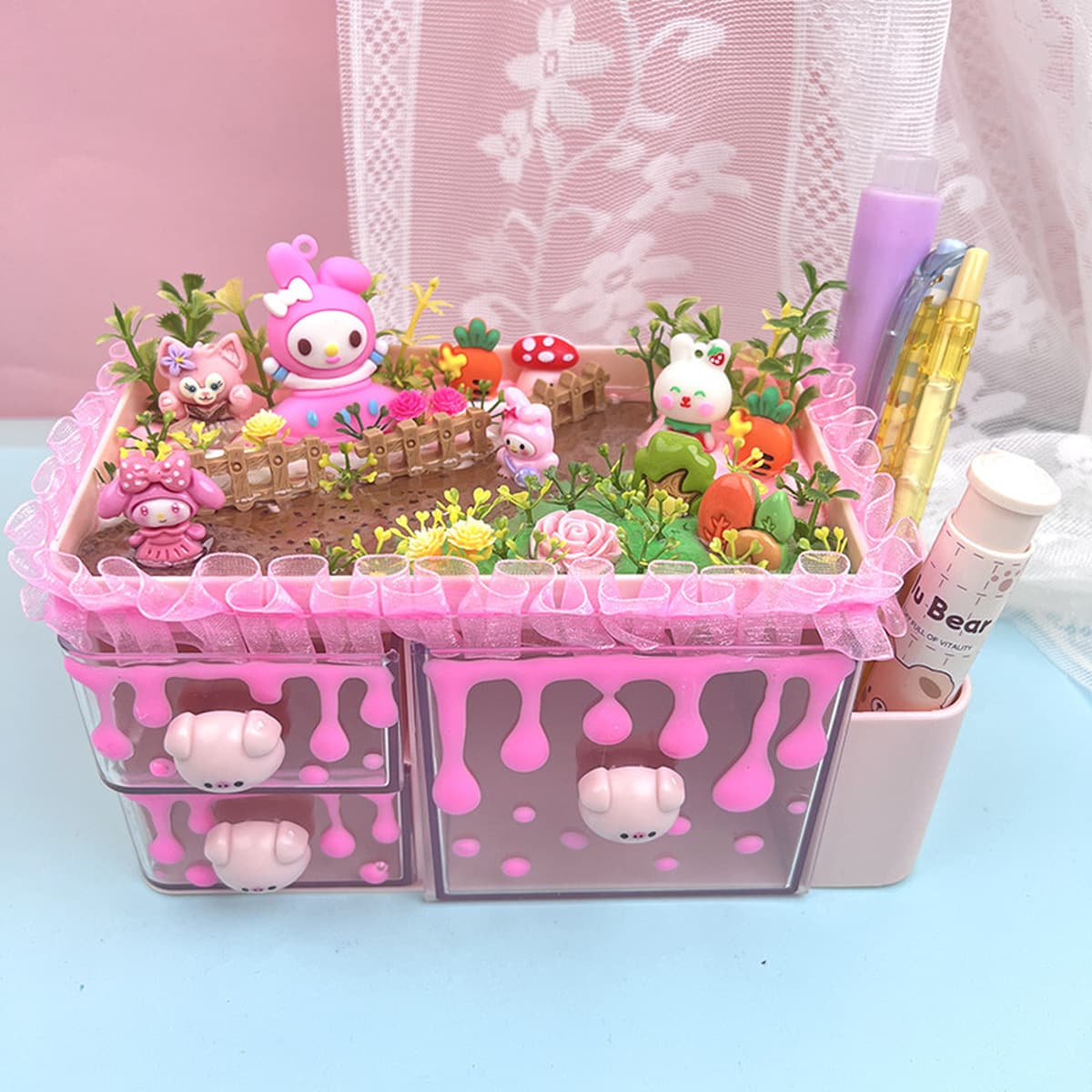 Творческий diy микро-ландшафтный ящик для хранения ручки ручная сумка для детского материала Хрустальная капля клей...