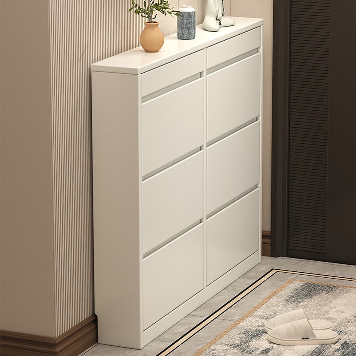 Сверхтонкий корпус из цельного дерева с опрокидыванием обувной шкаф