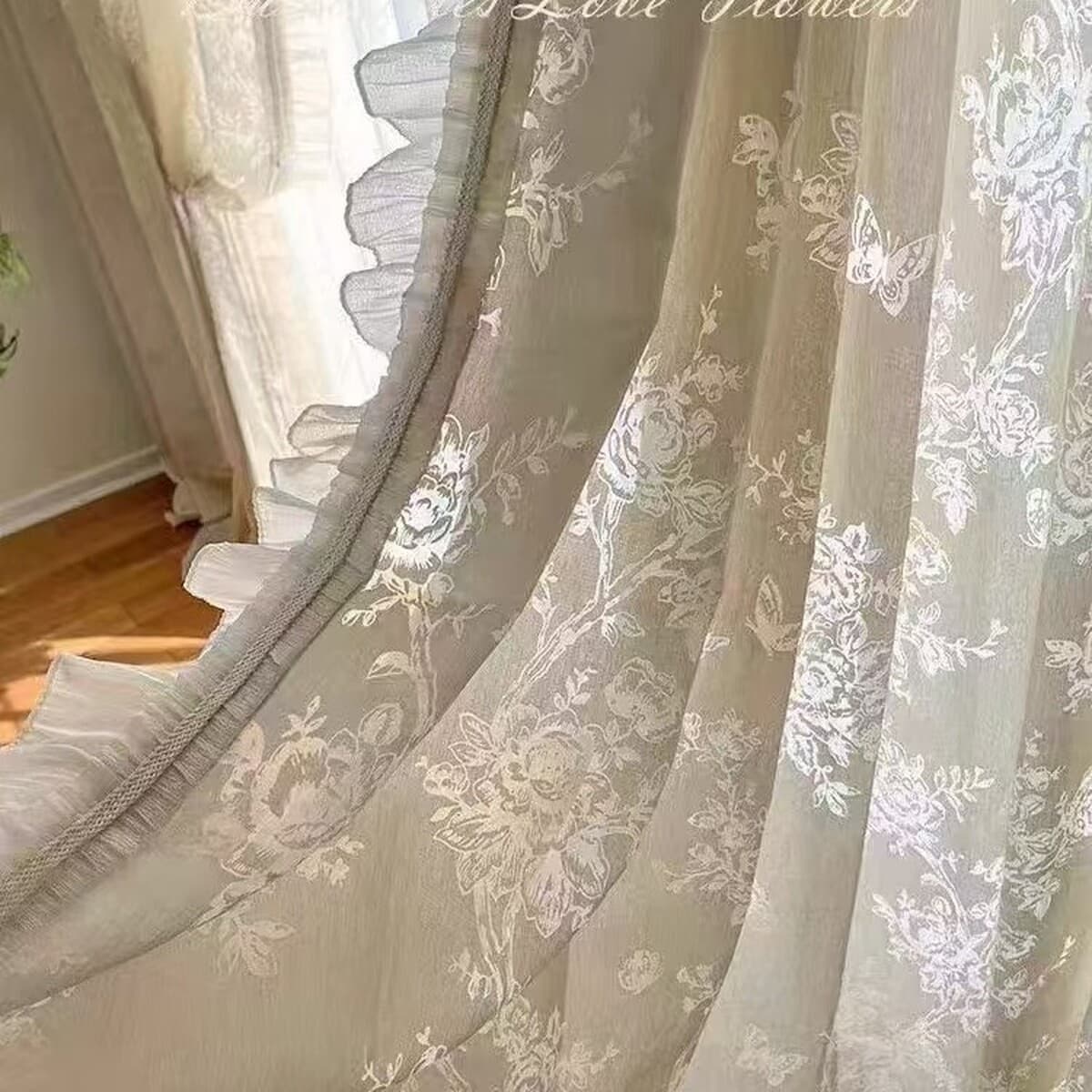 Винтажные шторы для эркера во французском стиле с цветочным и бабочковым узором, полупрозрачные занавески, романтический...