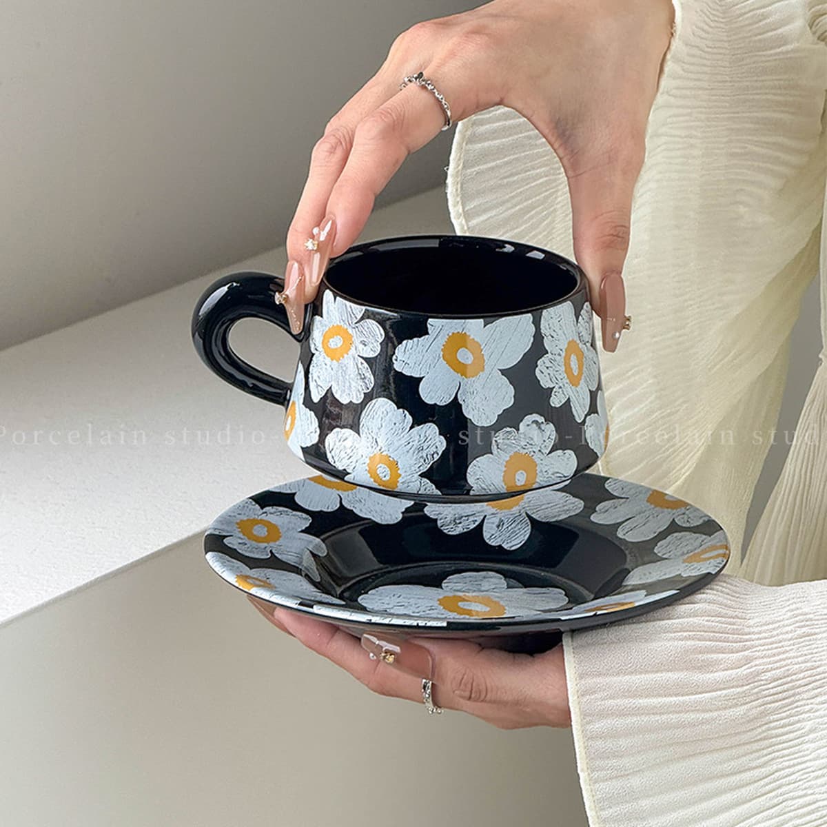 Кофейная чашка и блюдце Daisy Love, изысканный высококачественный керамический набор для послеобеденного чая, сувенирная...