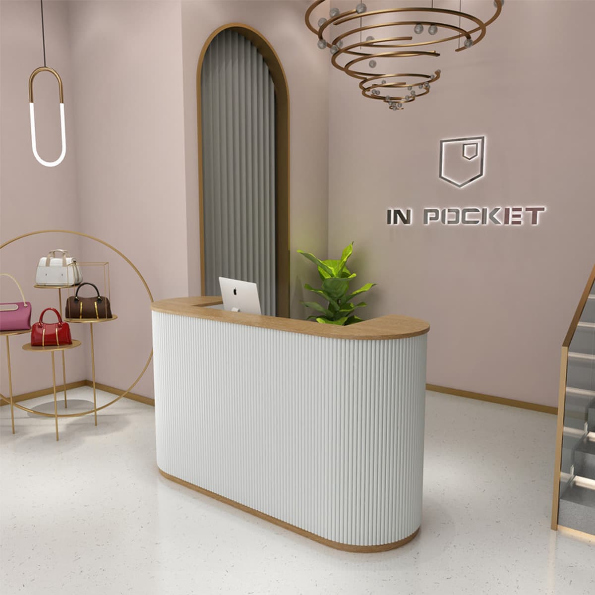 Магазин одежды Arc Cashier Shop Небольшой салон красоты Стойка регистрации Свет Роскошный магазин дизайна ногтей Простой...