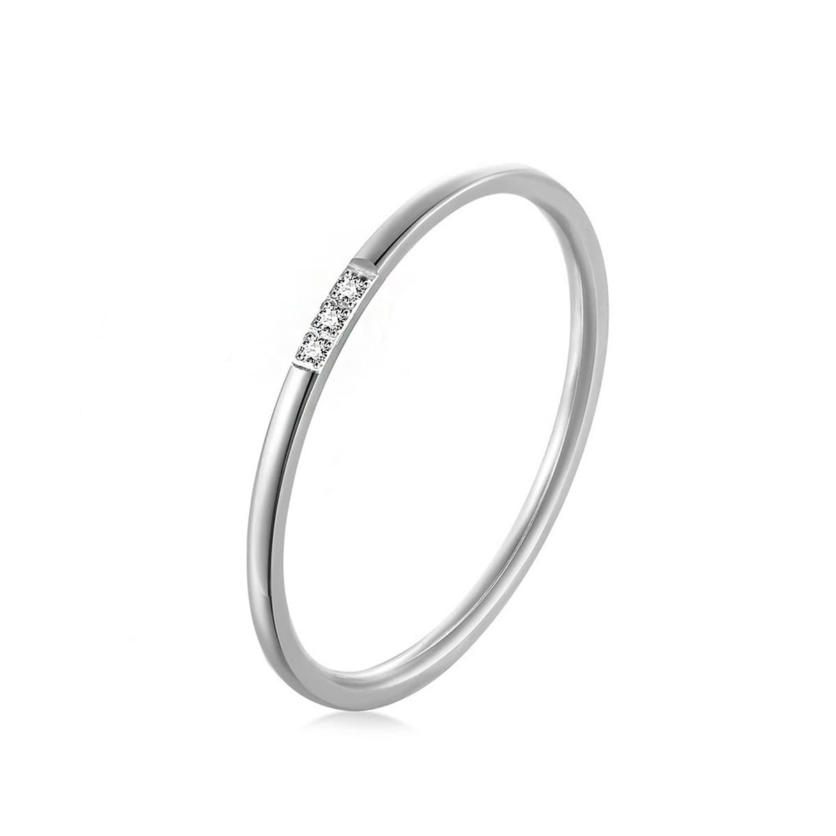 Кольцо в корейском стиле из титановой стали 18k с тремя камнями для женщин, не тускнеющее, гладкое, из нержавеющей стали,...