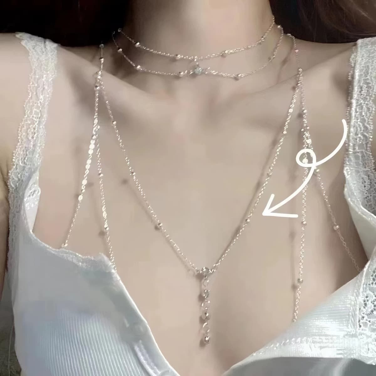 Цепочка на груди цепочка для тела бикини bikini ключица цепь сексуальная подвесная цепь украшения ожерелье женский аксессуар...