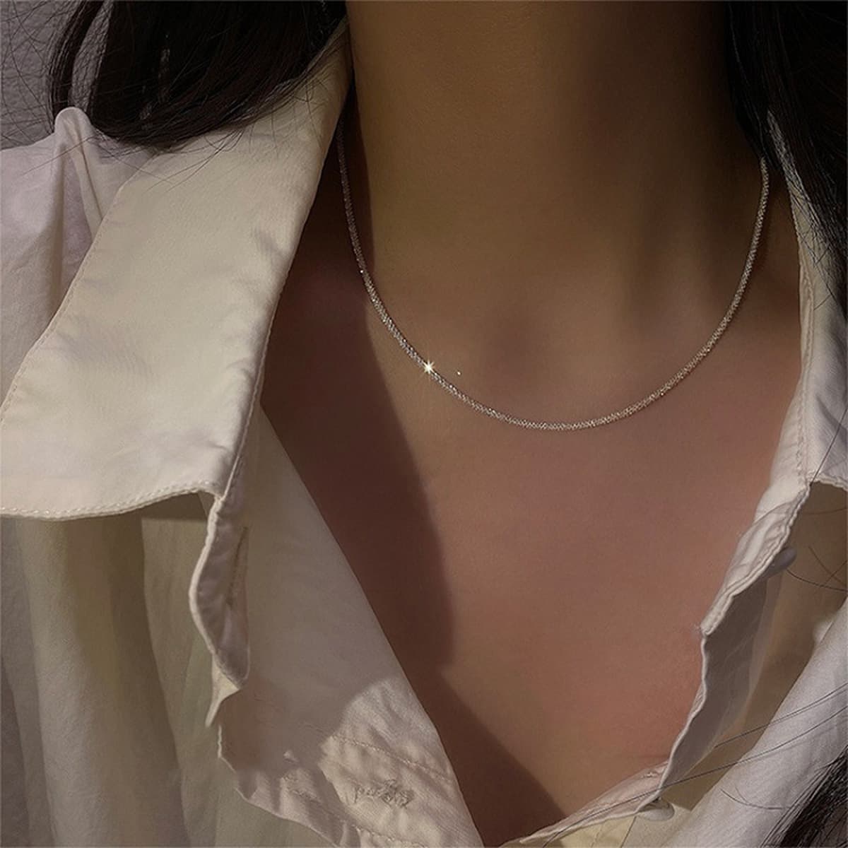 Корейское серебряное колье-цепочка с подвеской в виде сияющего звездного неба, простое, универсальное, высококачественное...