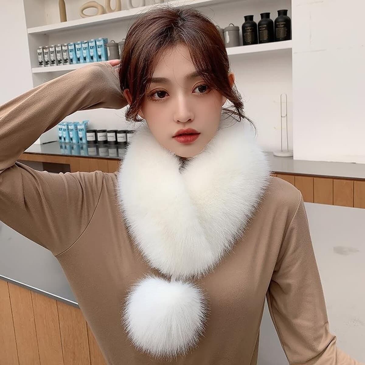 Шарф Guofeng Hanfu, модный универсальный теплый шарф из искусственного меха, зимний шарф в Корейском стиле с воротником из...