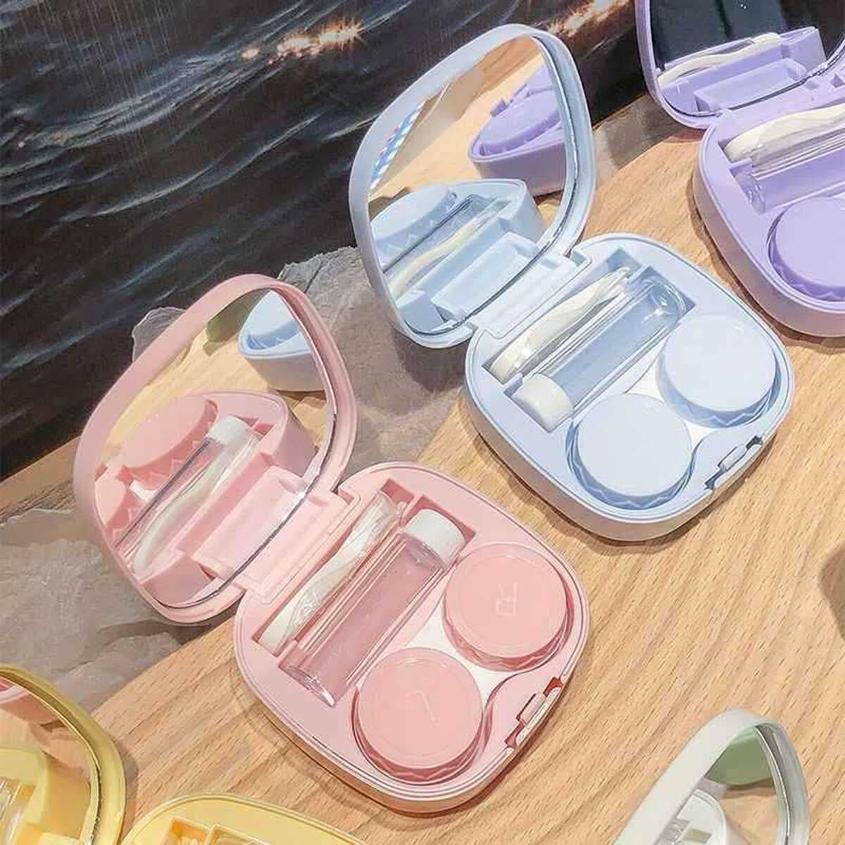 Коробка для хранения контактных линз ins macaron, простая и портативная коробка для зеркала, коробка для ухода за...