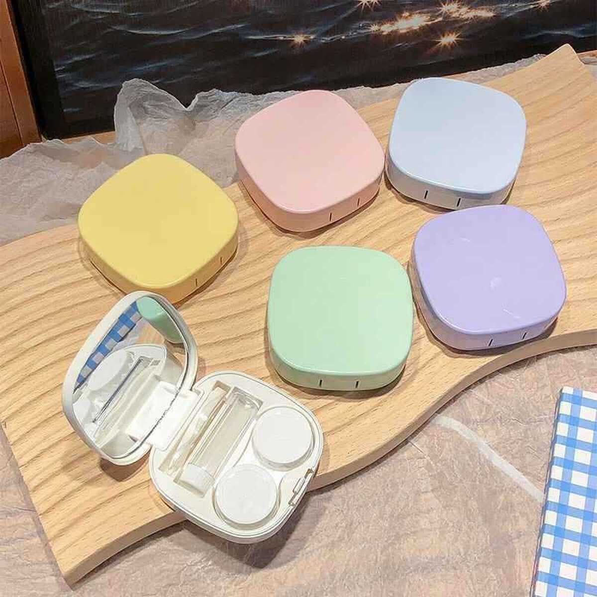 Коробка для хранения контактных линз ins macaron, простая и портативная коробка для зеркала, коробка для ухода за...