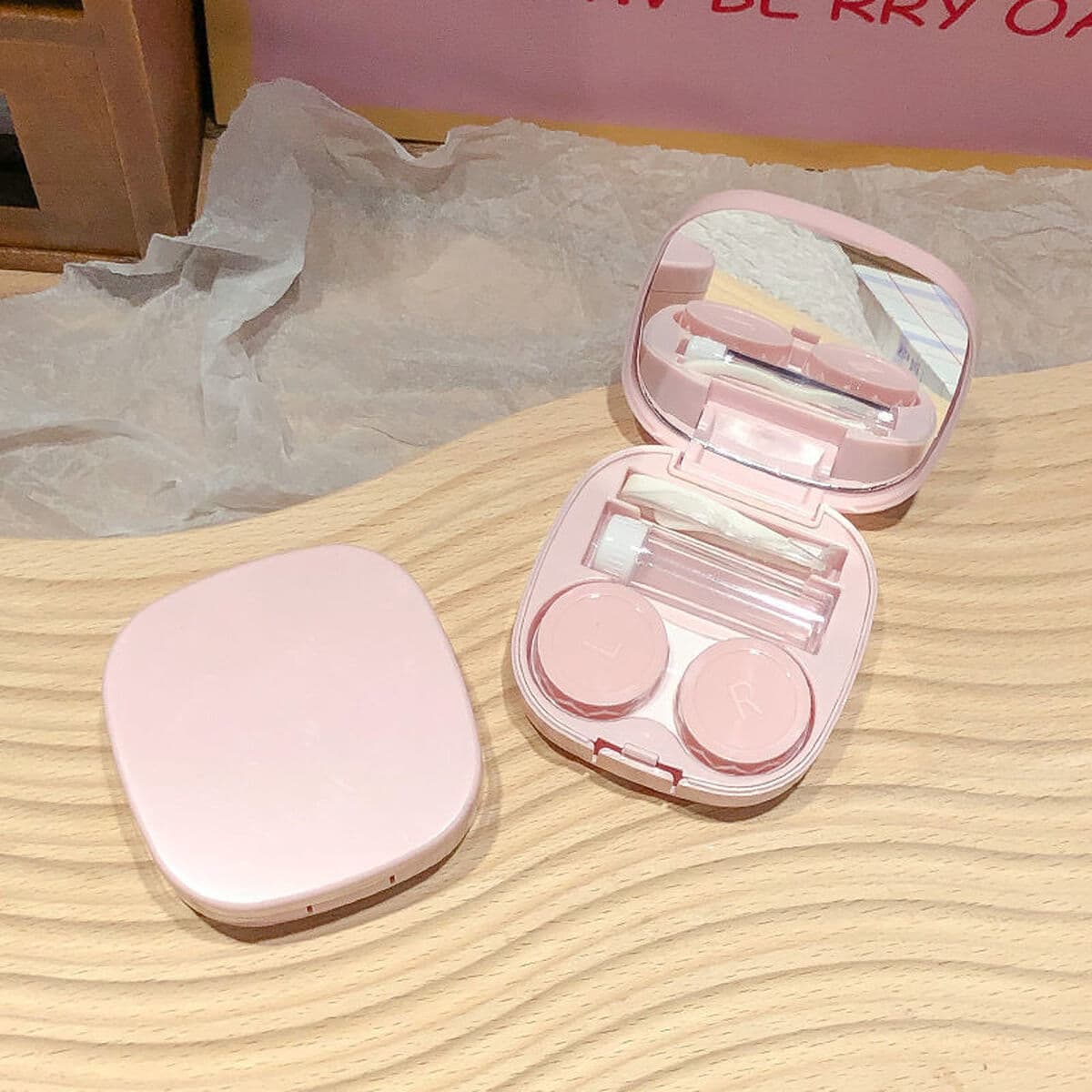 Коробка для хранения контактных линз ins macaron, простая и портативная коробка для зеркала, коробка для ухода за...