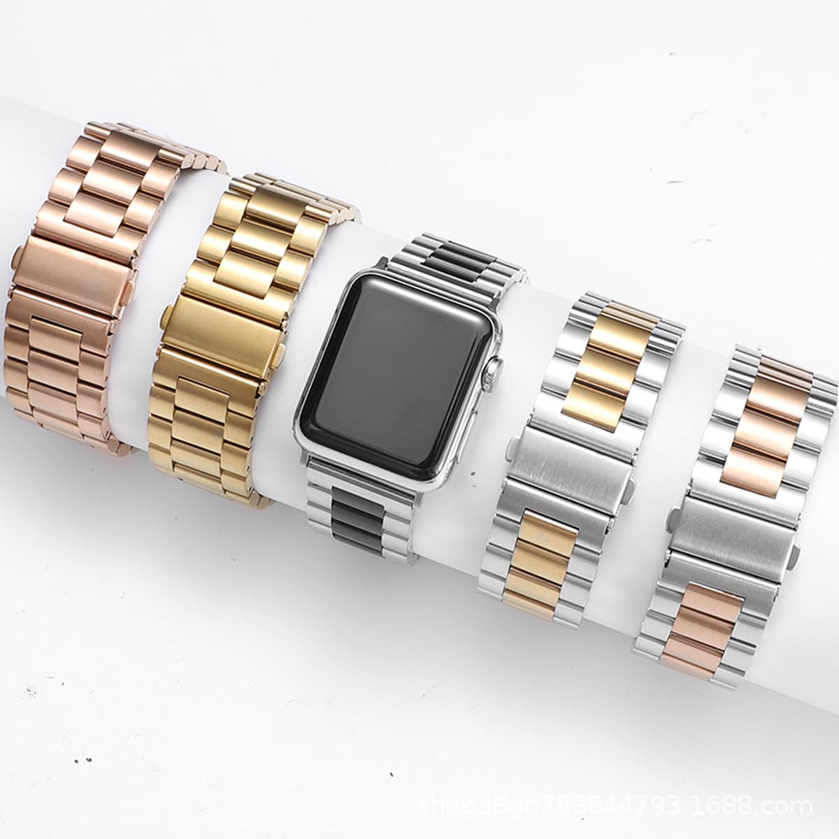 Ремешок для Apple Watch, металлический, из нержавеющей стали 304, с тремя звеньями, совместим с Huawei и Samsung.