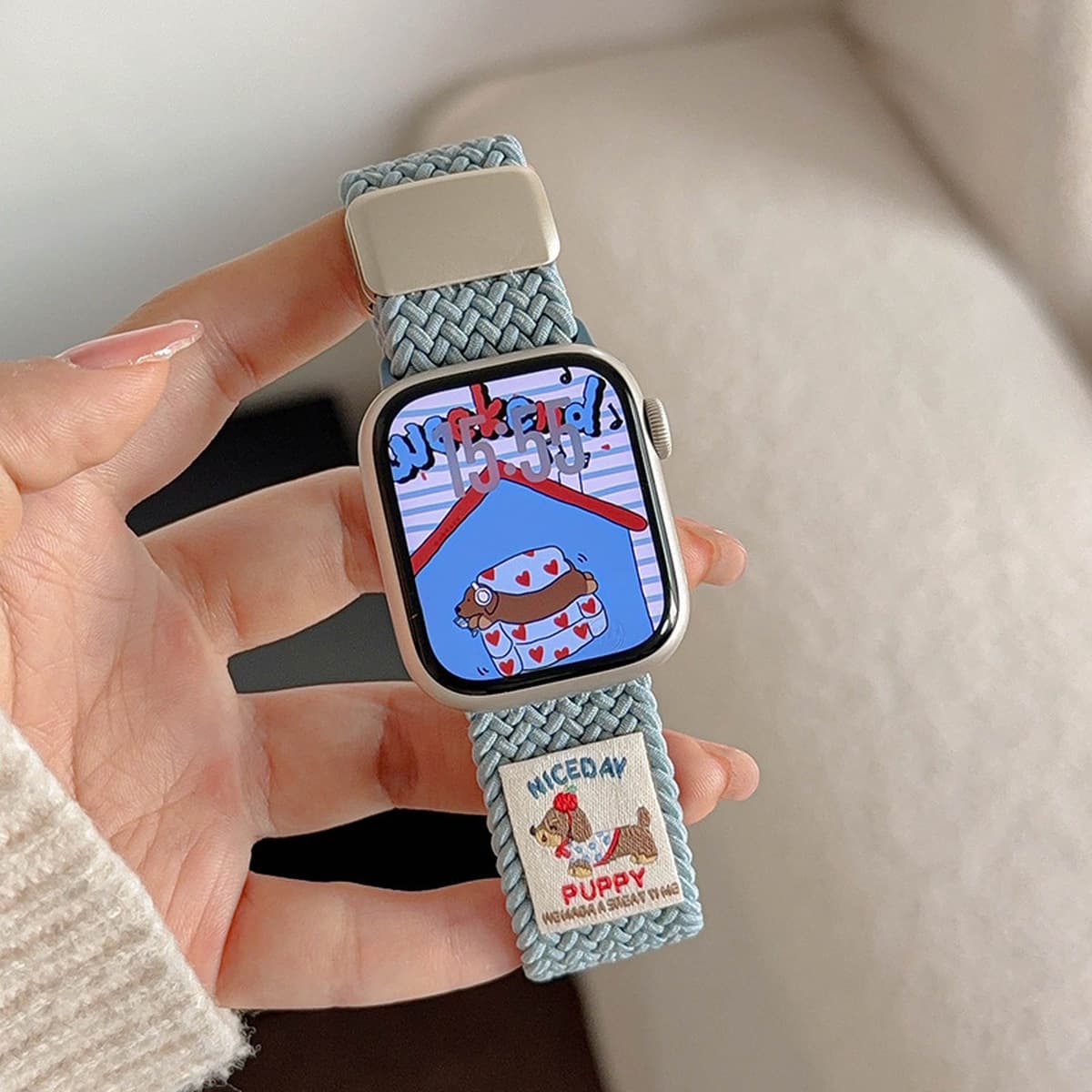Ремешок для Apple Watch S10, iWatch 11, Apple Watch 9, магнитный, нейлоновый, спортивный, с рисунком таксы