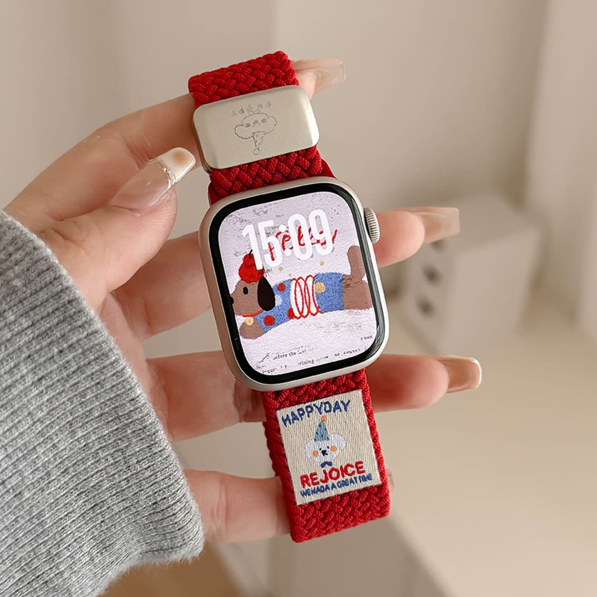 Ремешок для Apple Watch S10, iWatch 11, Apple Watch 9, магнитный, нейлоновый, спортивный, с рисунком таксы