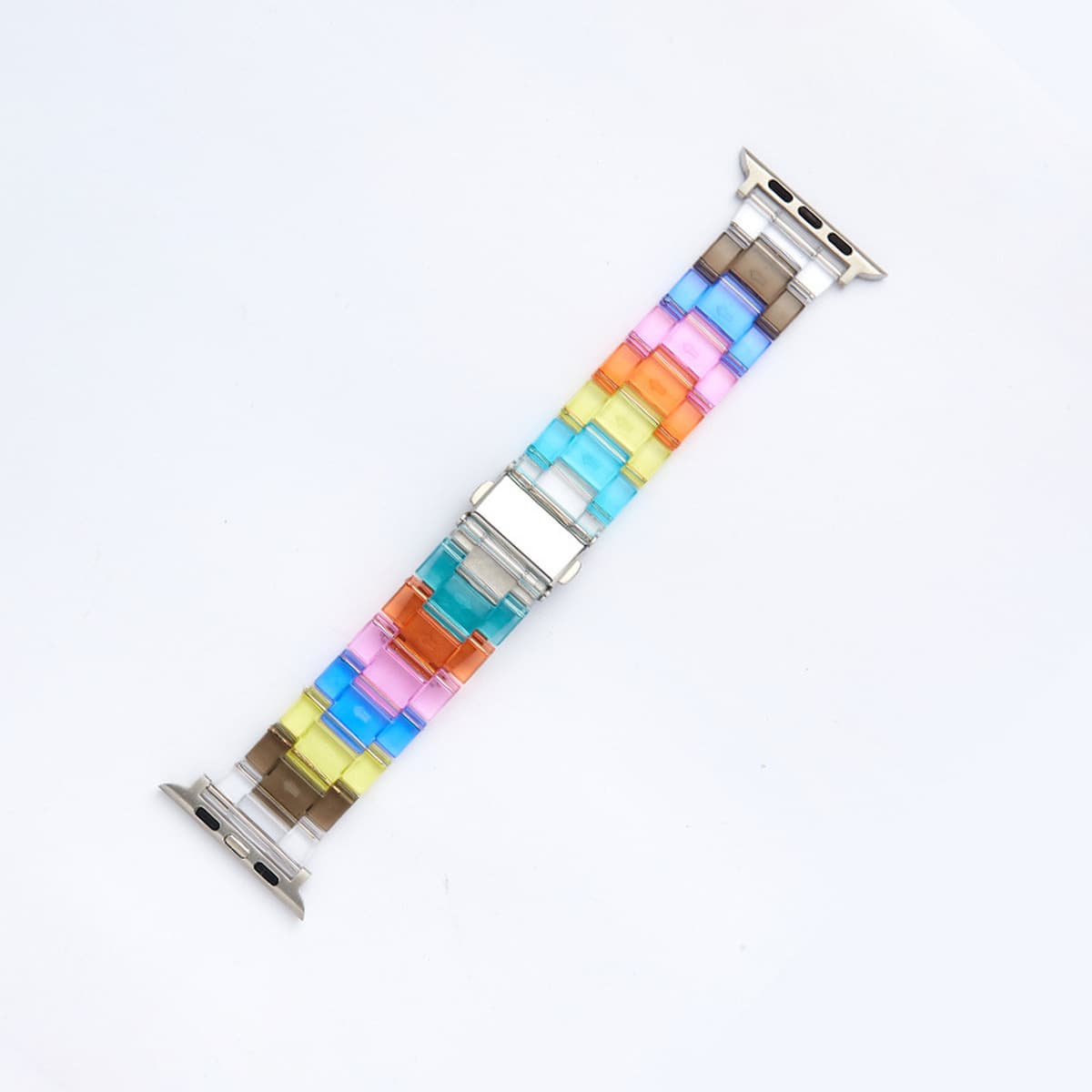 Подходит для ремешка для умных часов Apple 1-8 поколения Candy Color Resin Акриловый прозрачный радужный ремешок Прямой