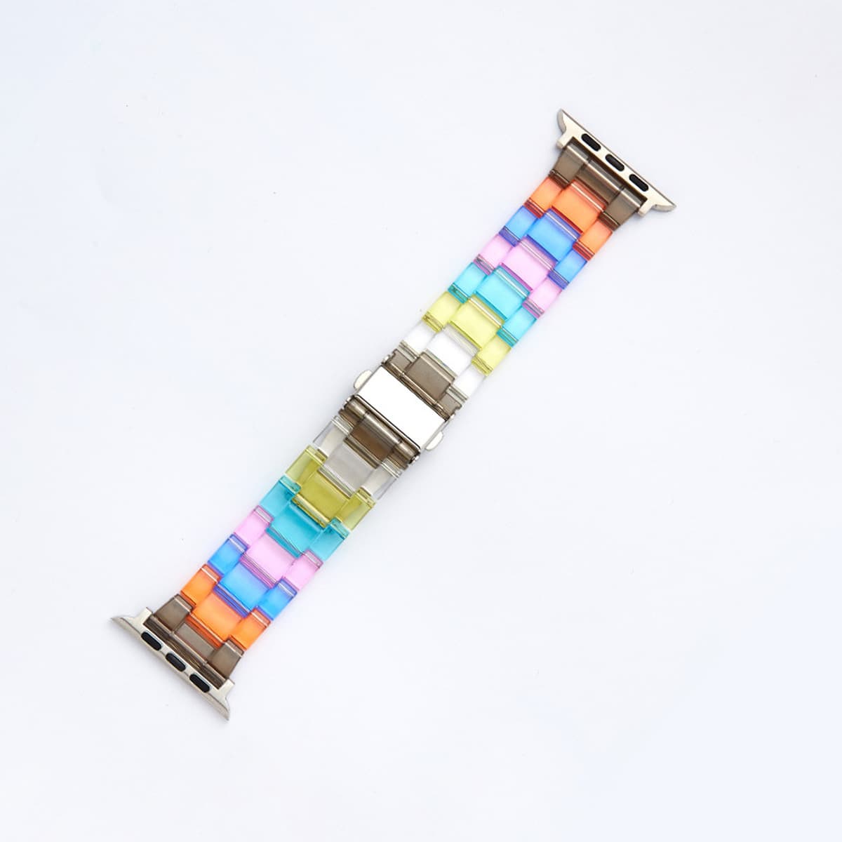 Подходит для ремешка для умных часов Apple 1-8 поколения Candy Color Resin Акриловый прозрачный радужный ремешок Прямой
