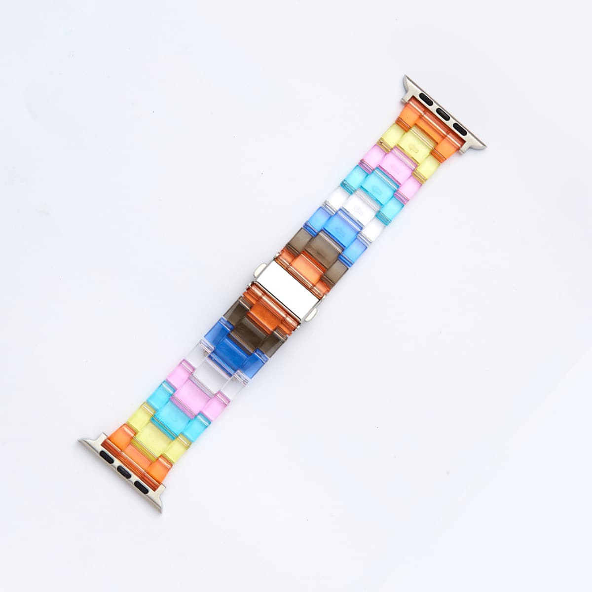 Подходит для ремешка для умных часов Apple 1-8 поколения Candy Color Resin Акриловый прозрачный радужный ремешок Прямой
