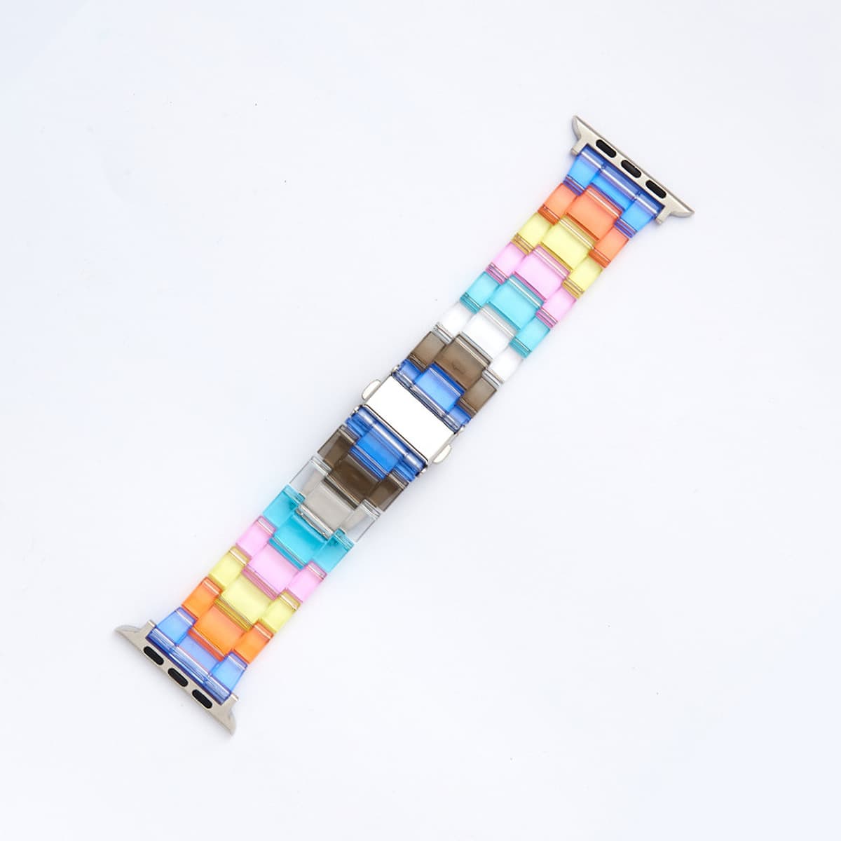 Подходит для ремешка для умных часов Apple 1-8 поколения Candy Color Resin Акриловый прозрачный радужный ремешок Прямой