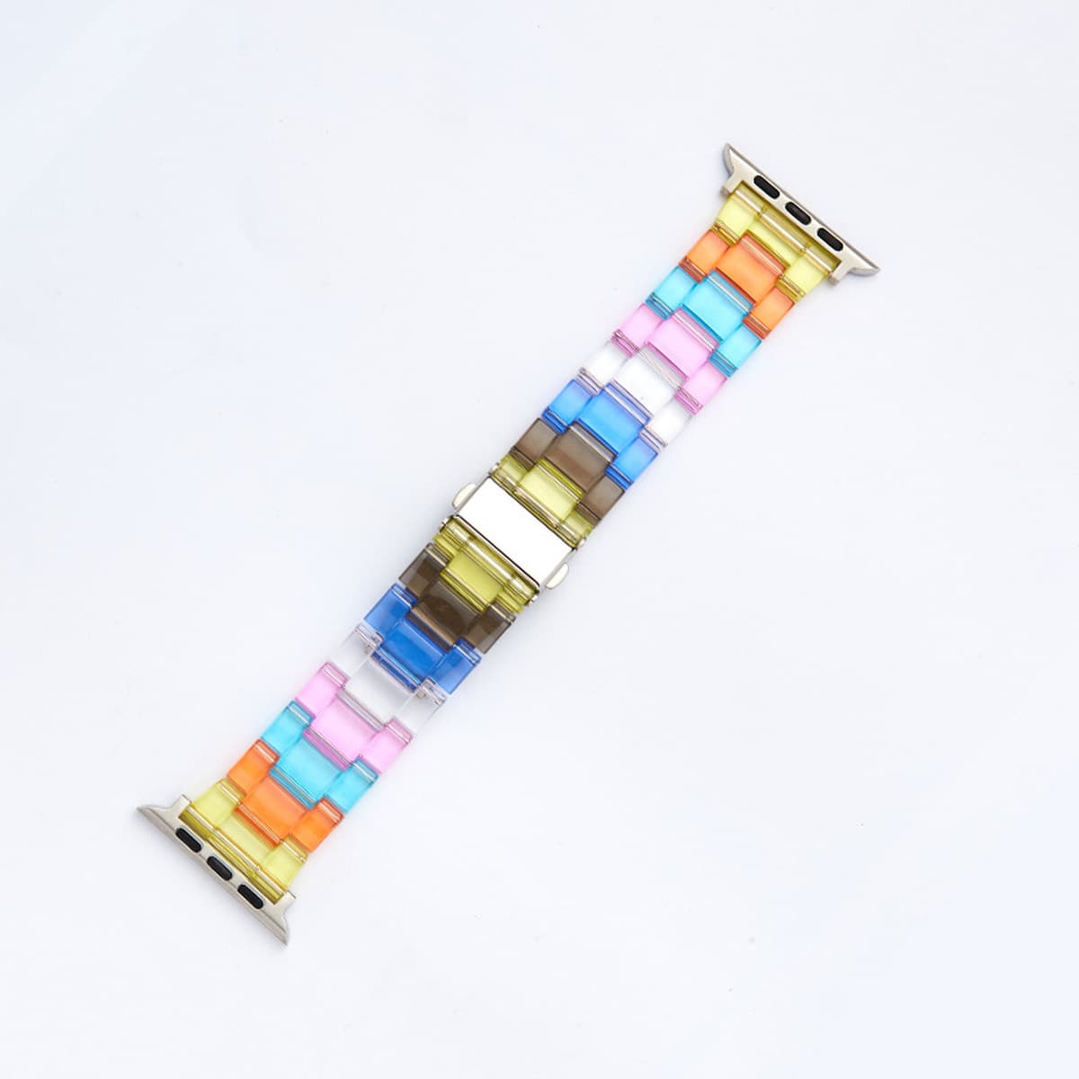 Подходит для ремешка для умных часов Apple 1-8 поколения Candy Color Resin Акриловый прозрачный радужный ремешок Прямой