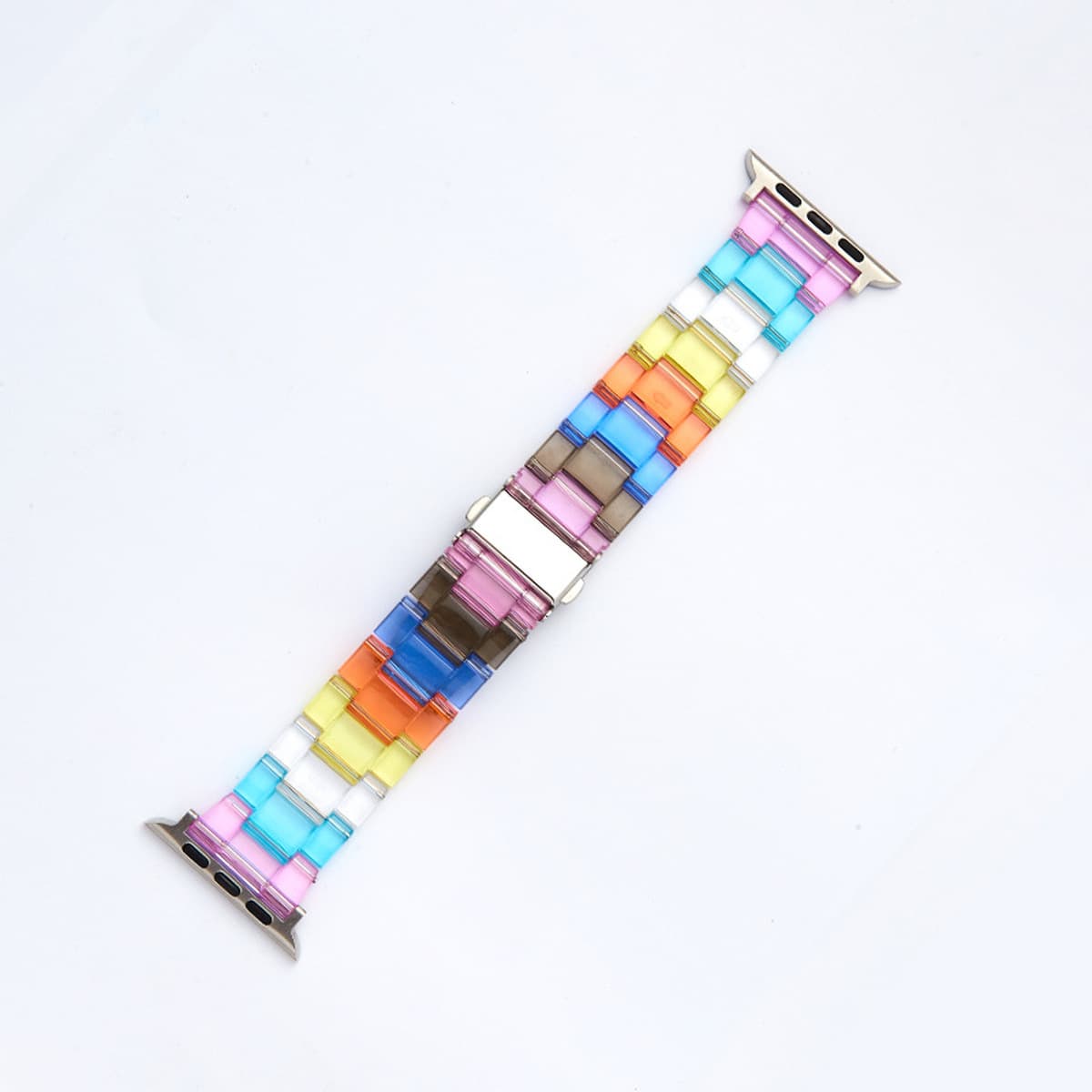 Подходит для ремешка для умных часов Apple 1-8 поколения Candy Color Resin Акриловый прозрачный радужный ремешок Прямой