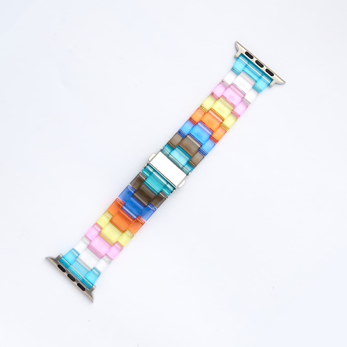 Подходит для ремешка для умных часов Apple 1-8 поколения Candy Color Resin Акриловый прозрачный радужный ремешок Прямой