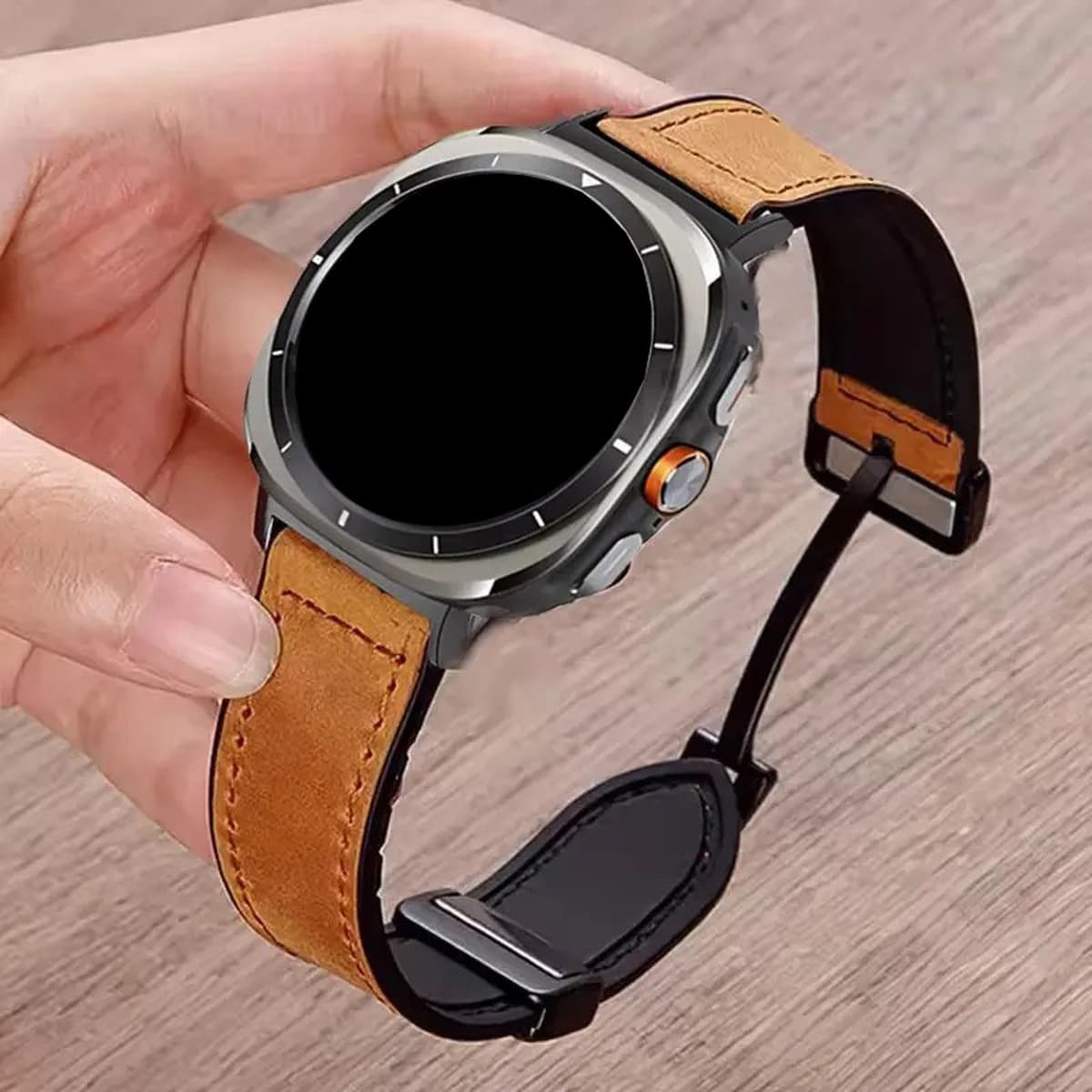 Применяет умные часы Samsung Galaxy watch7 ultra 47mm Crazy Horse с рисунком силиконовый кожаный ремешок для часов