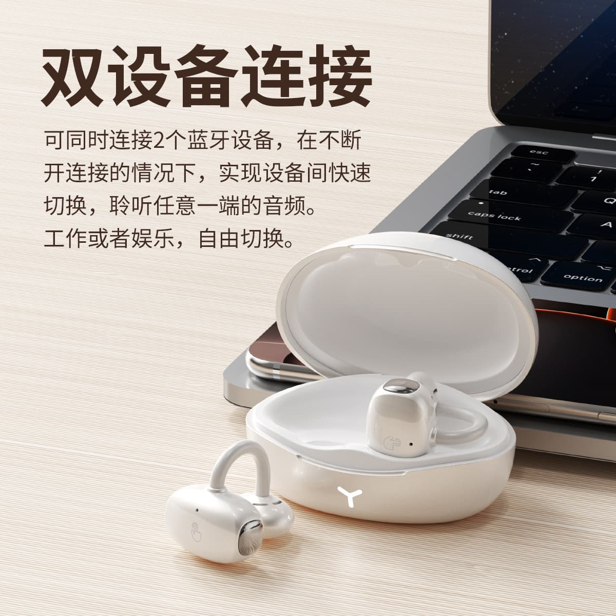 HM22 Bluetooth-гарнитура с зажимом для ушей, двойное сенсорное управление, портативная работа, AI-перевод, интеллектуальное...