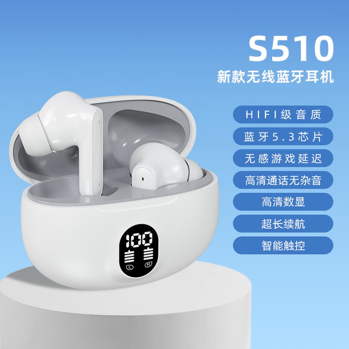 Новая трансграничная беспроводная Bluetooth-гарнитура S510 895B со светодиодной подсветкой и цифровым дисплеем, высокое...