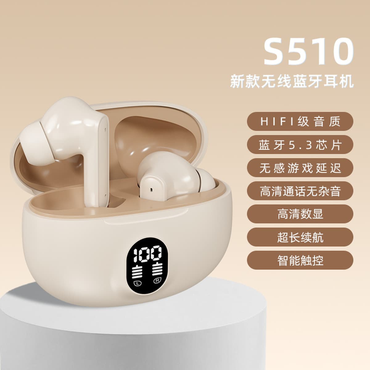 Новая трансграничная беспроводная Bluetooth-гарнитура S510 895B со светодиодной подсветкой и цифровым дисплеем, высокое...