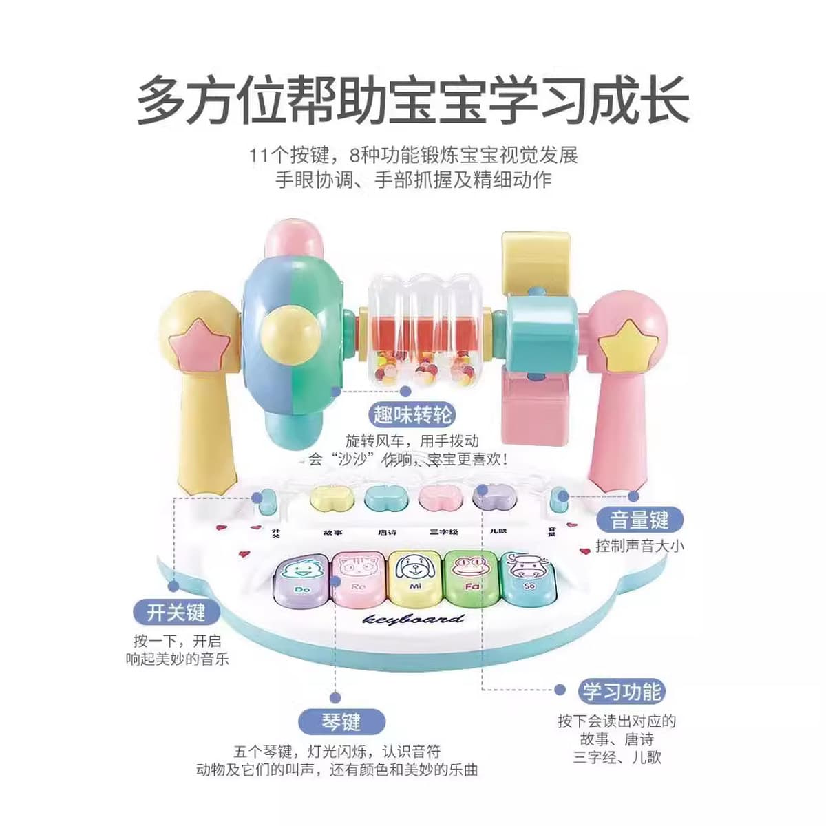 Pengsheng Educational Paradise Музыкальное пианино Световая музыка Детская история раннего образования Машина Мультяшное...