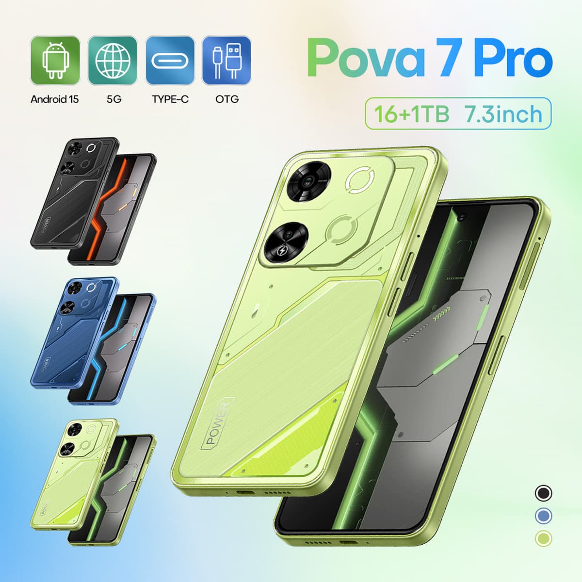 Новый трансграничный мобильный телефон Pova7 Pro 7.3inch с большим экраном 16+1T Android-телефон AliExpress TK, хит продаж