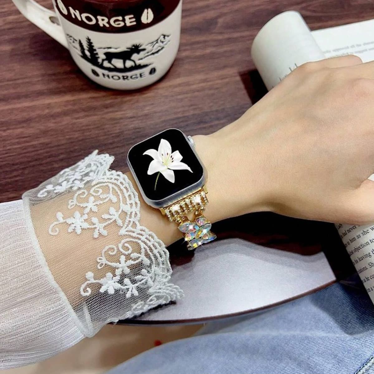 Подходит для Apple, Apple Smart Watch ремешок для европейской и американской моды с инкрустацией браслет со стразами