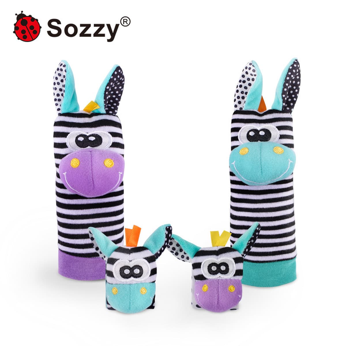 Игрушка-погремушка для младенцев Sozzy Donkey, набор носочков-погремушек для новорожденных, развивающая игрушка с шуршащим...