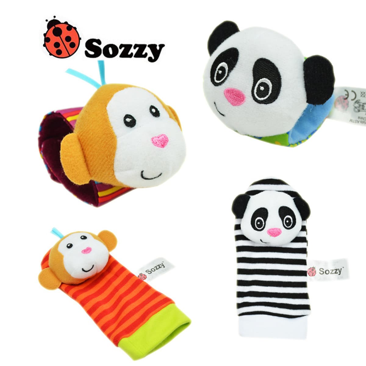 Игрушка-погремушка для младенцев Sozzy Donkey, набор носочков-погремушек для новорожденных, развивающая игрушка с шуршащим...