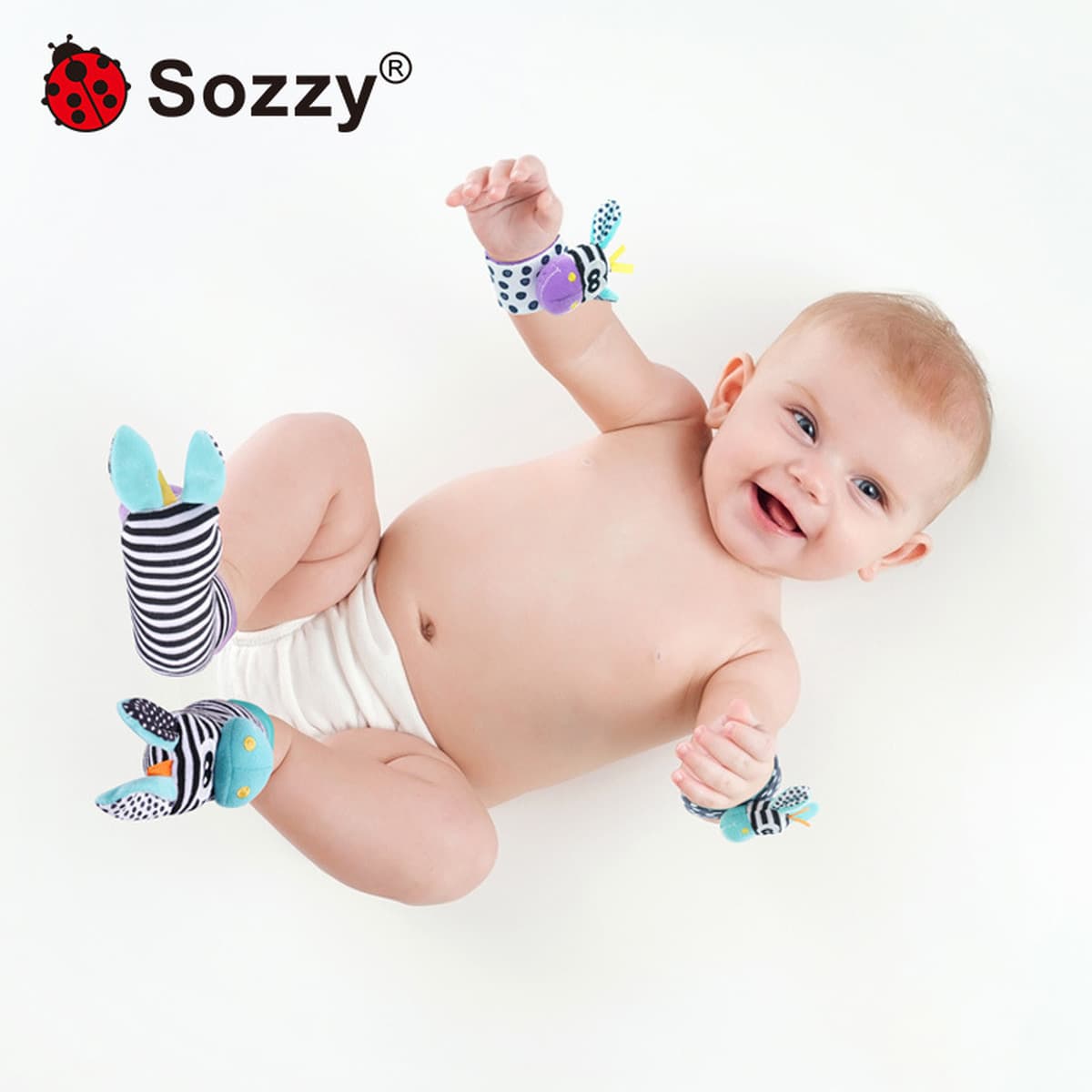Игрушка-погремушка для младенцев Sozzy Donkey, набор носочков-погремушек для новорожденных, развивающая игрушка с шуршащим...