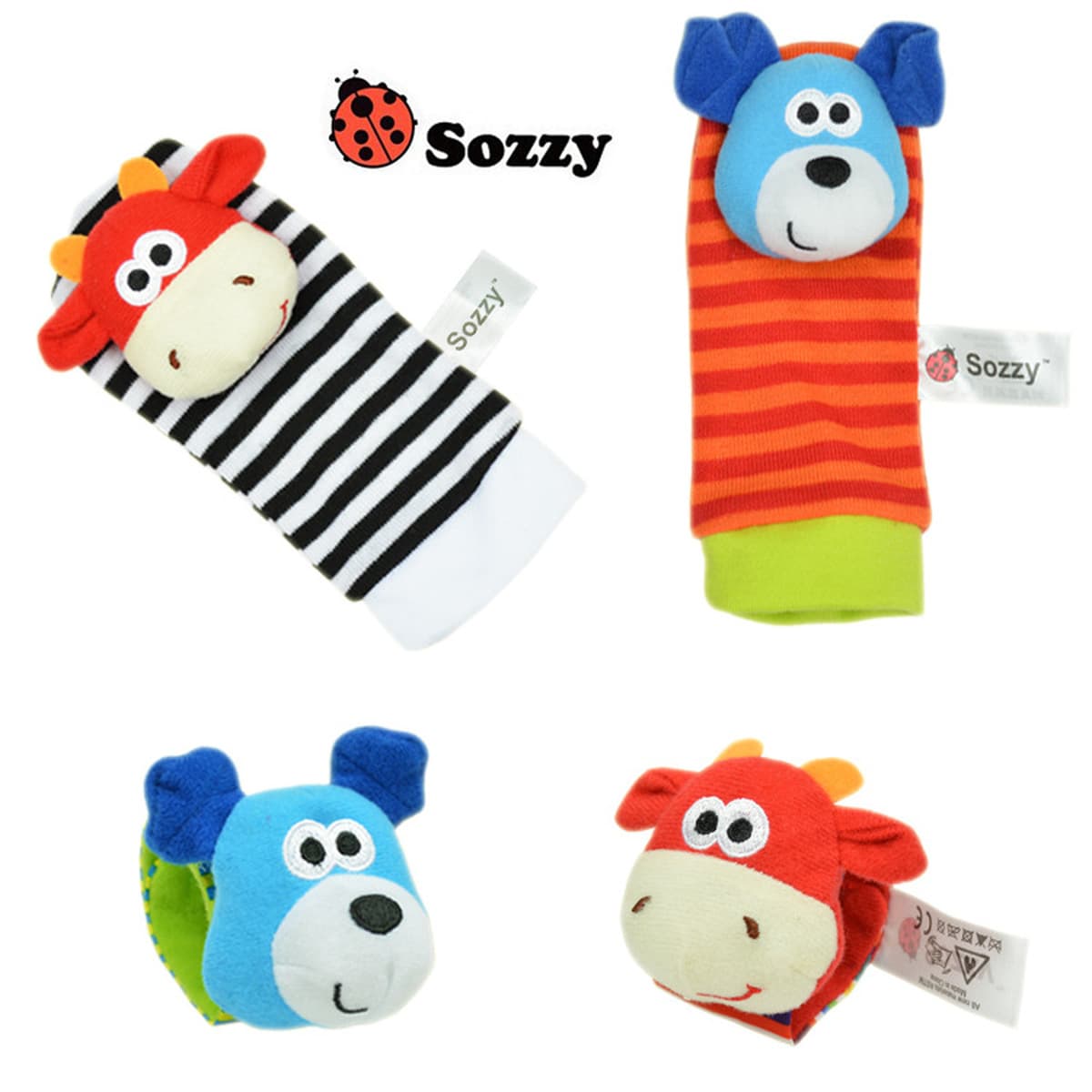 Игрушка-погремушка для младенцев Sozzy Donkey, набор носочков-погремушек для новорожденных, развивающая игрушка с шуршащим...