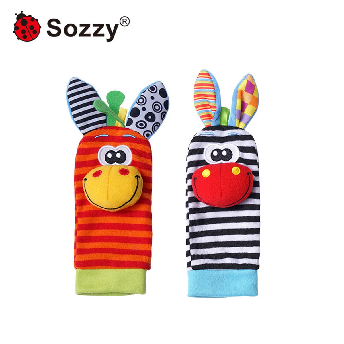 Игрушка-погремушка для младенцев Sozzy Donkey, набор носочков-погремушек для новорожденных, развивающая игрушка с шуршащим...