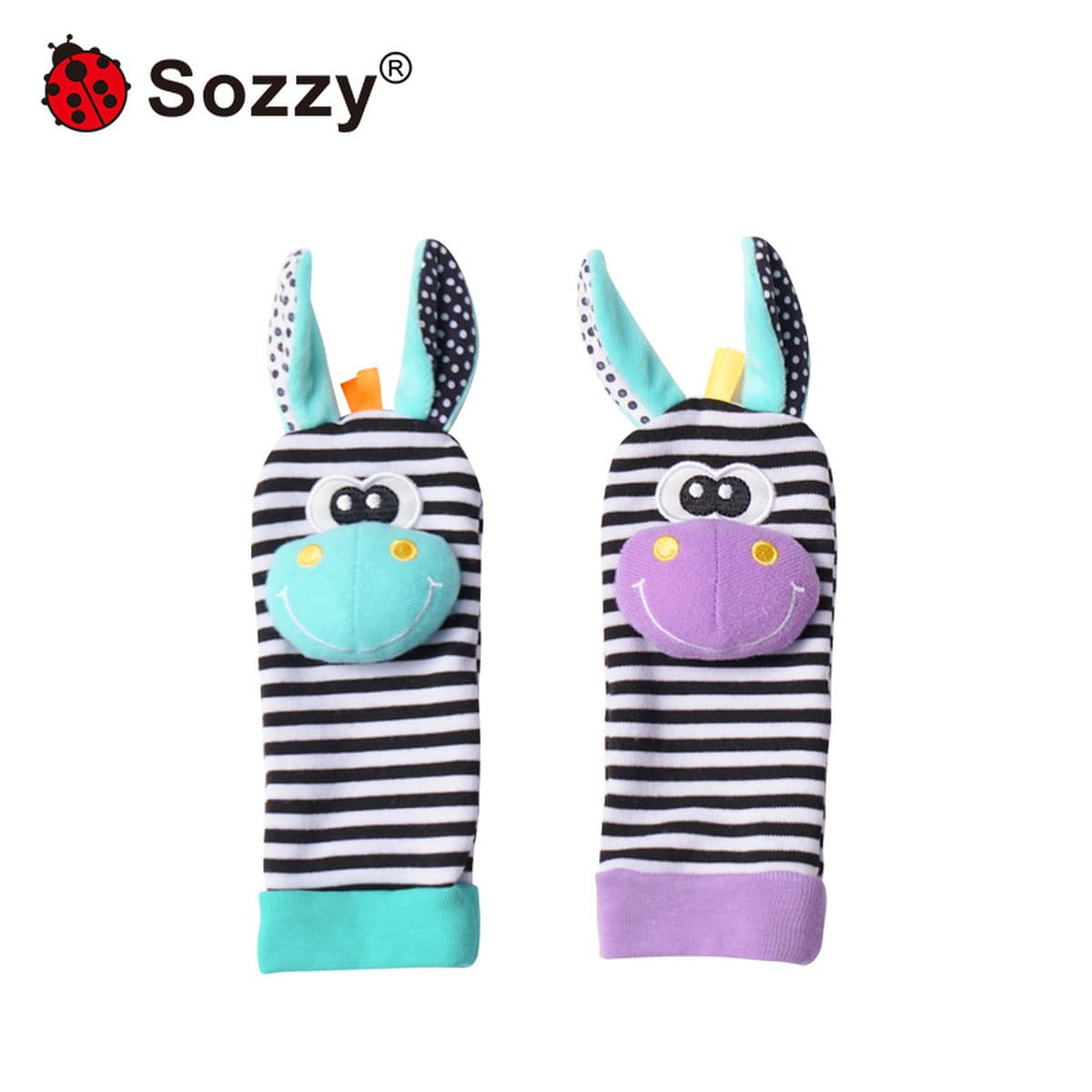 Игрушка-погремушка для младенцев Sozzy Donkey, набор носочков-погремушек для новорожденных, развивающая игрушка с шуршащим...