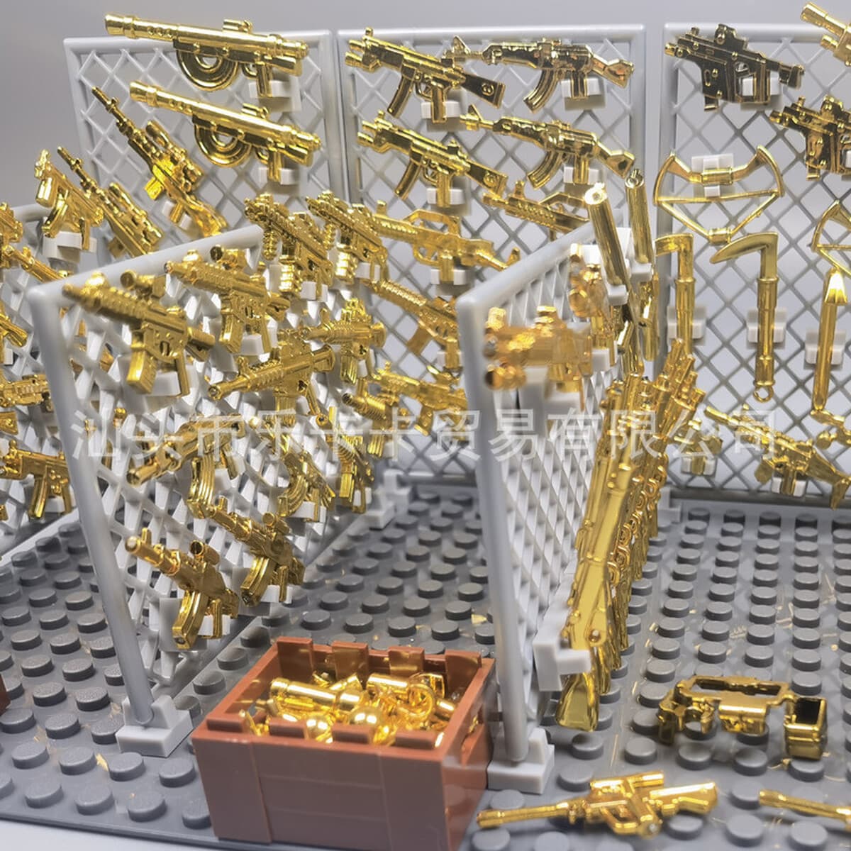 Совместимые с MOC, 100 шт., китайские строительные блоки, военные аксессуары, золотые детали для оружия, детали для...