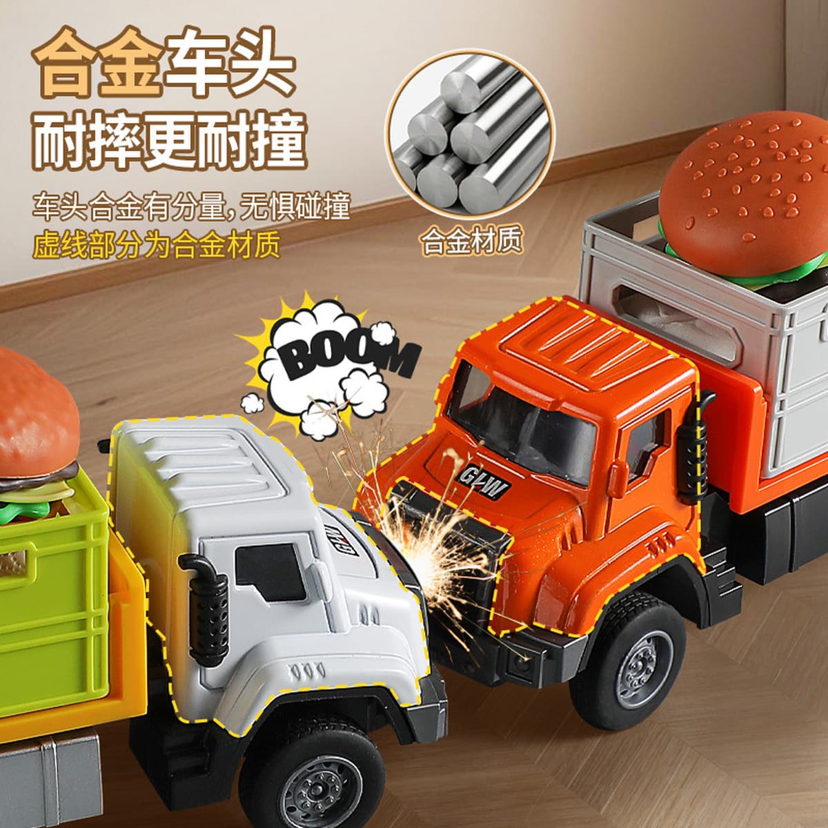 Игрушечный грузовик Alloy Transporter Big Truck, детский набор машинок с откатным механизмом, звуком и светом, для хранения,...
