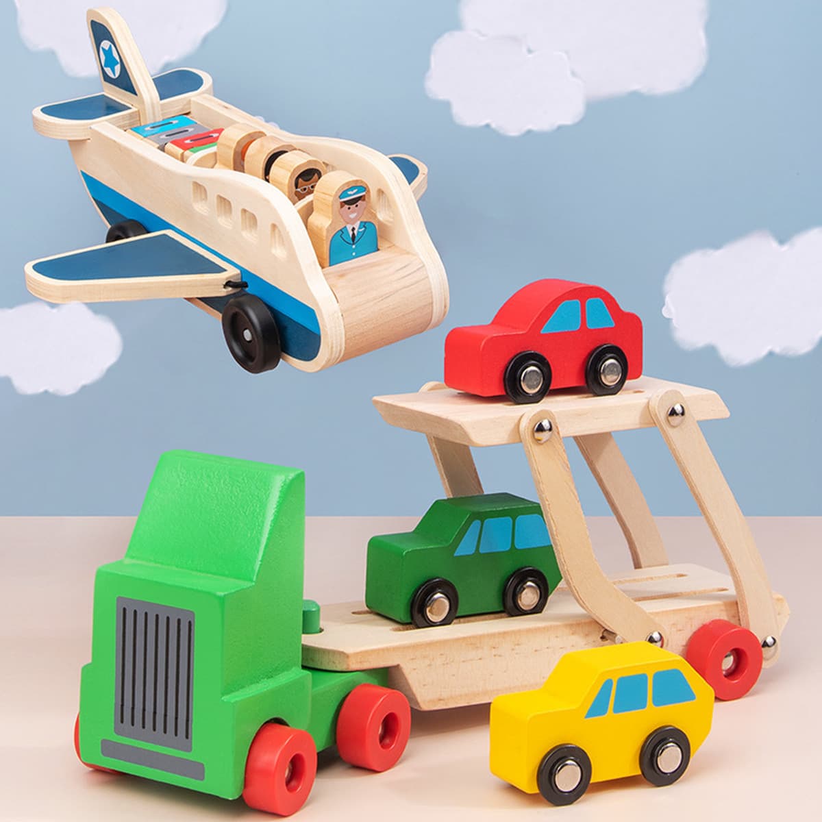 Деревянные транспортные игрушки Детские развивающие игрушки Деревянные буксиры Авиамодели Производители