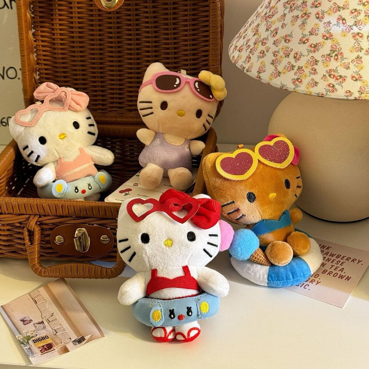 Милый мультфильм гавайский плавательный круг Kitty плюшевые куклы подвеска Ktcat школьная сумка подвеска брелок подарок