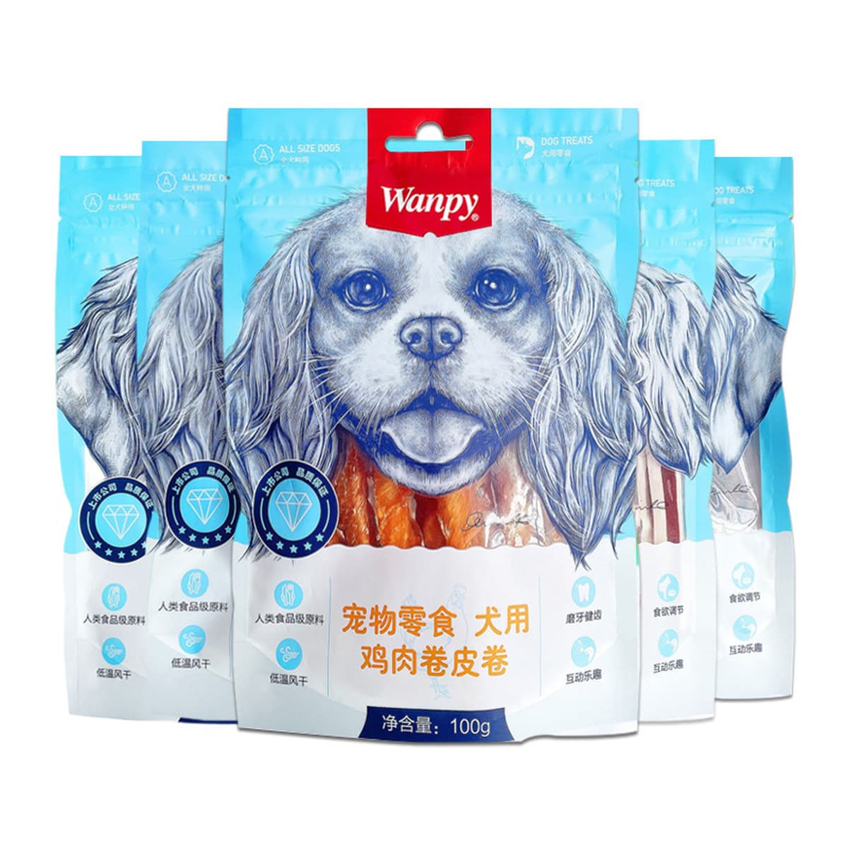 Wanpy Naughty Dog Snacks Собака Курица Сушеные полоски 100 г Куриные гантели Дезодорирующее печенье Сыр Булочки на пару